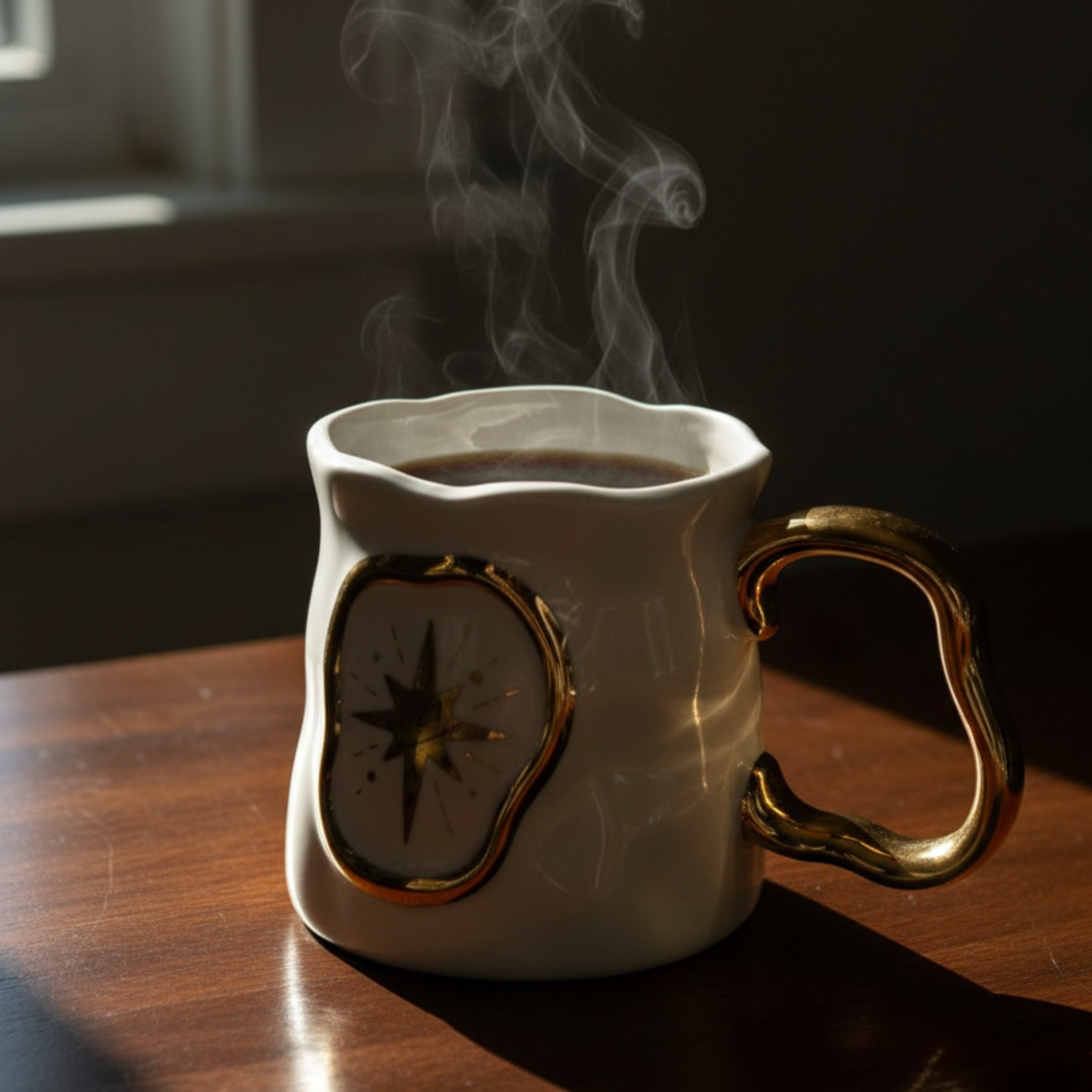 Mug Céramique Blanc Étoile | Anse Dorée | Fiolla Home