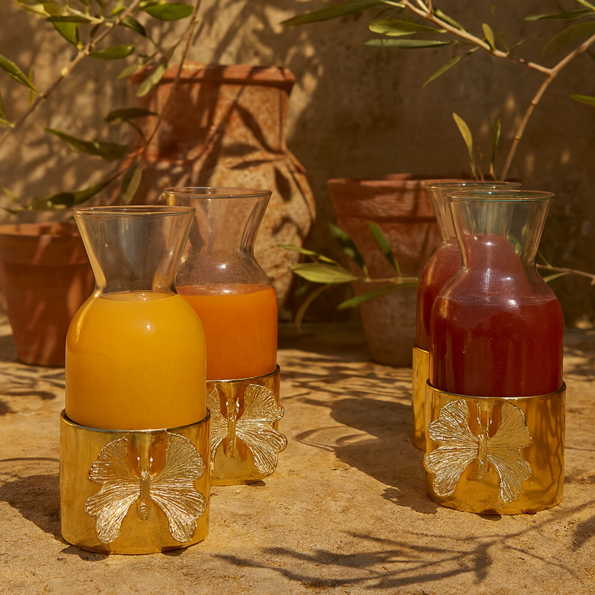 Set de Carafes et Verres à Jus | Détail Doré Papillon | Fiolla Home