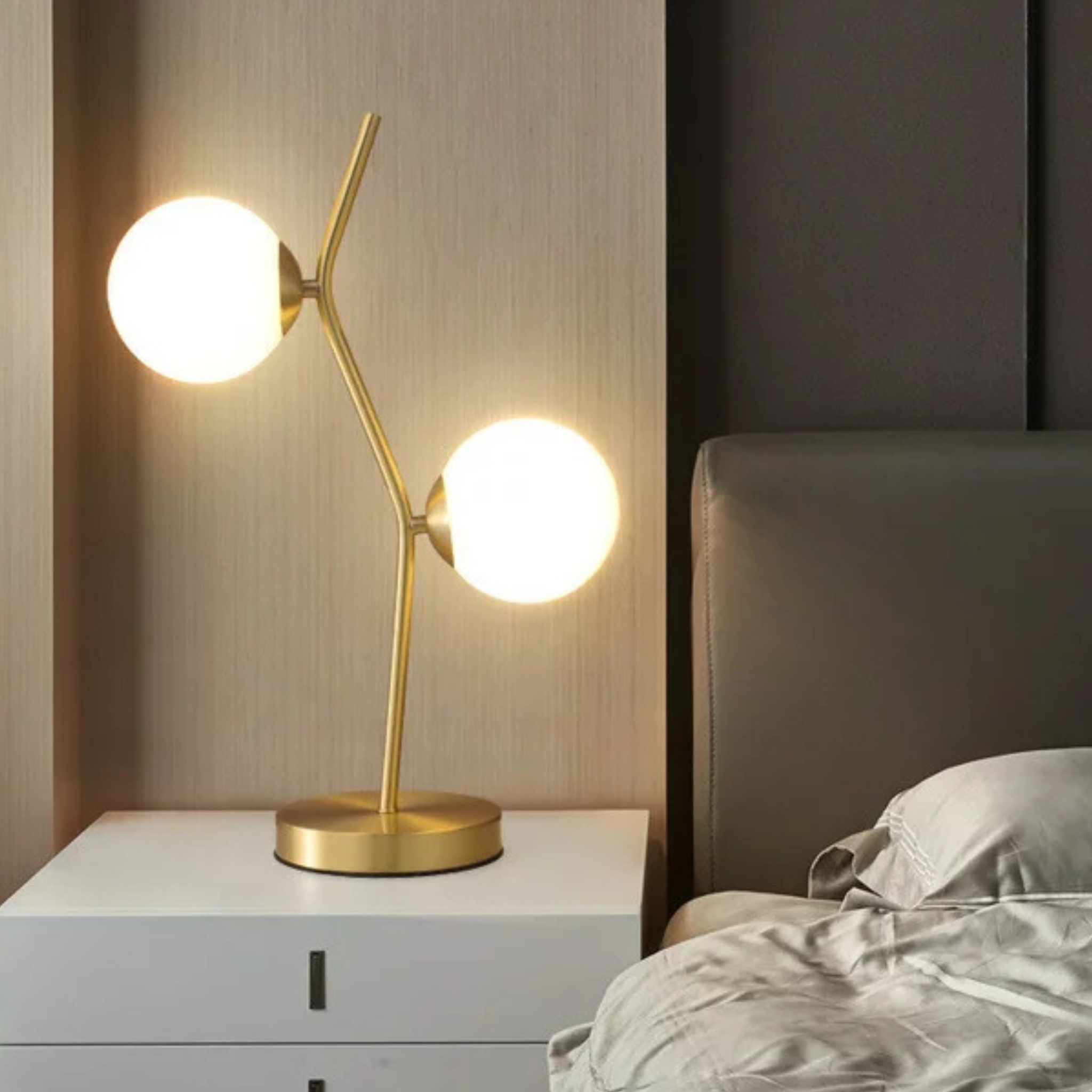 Lampe de Chevet Double Sphère | Lumière Douce | Fiolla Home