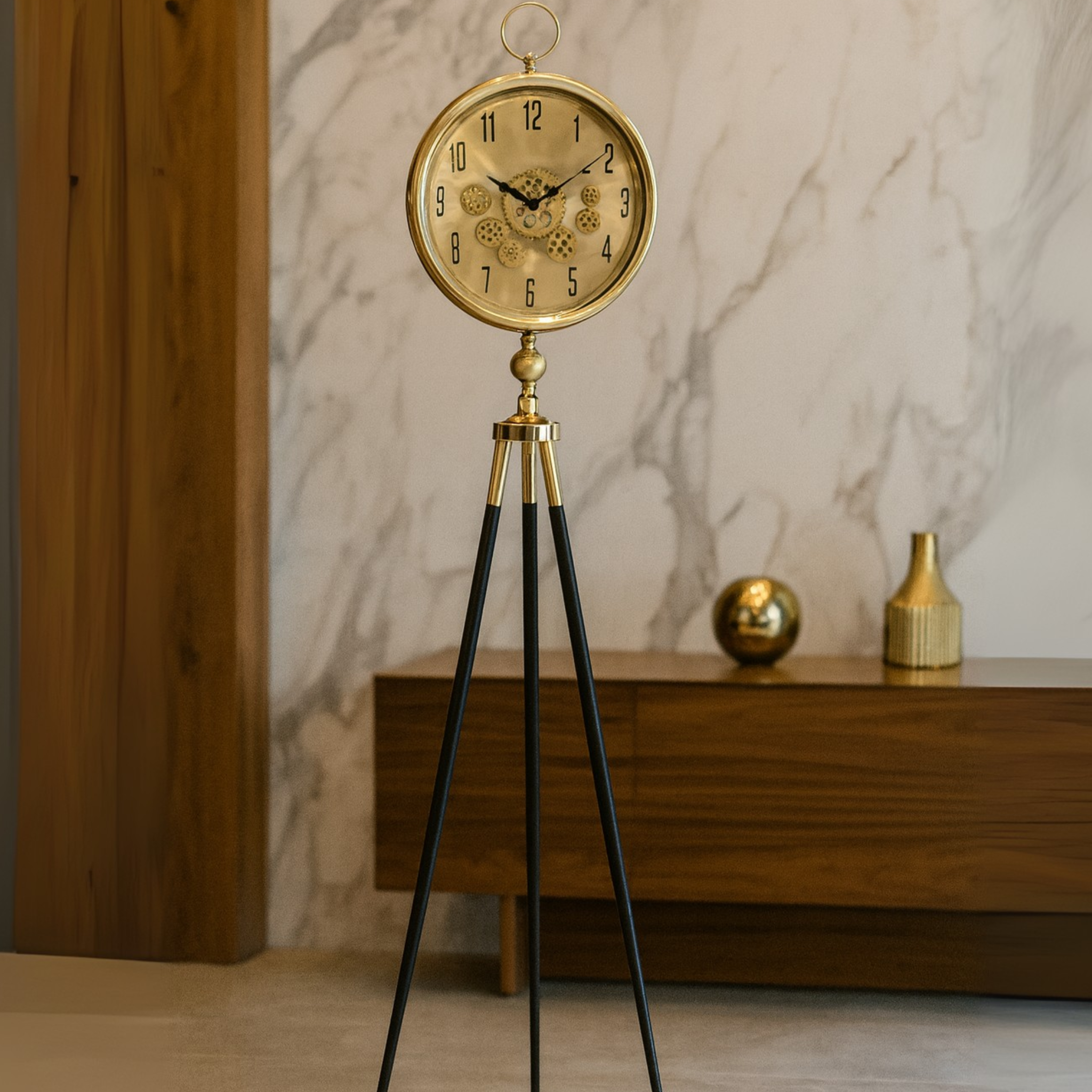 Horloge décorative sur pied dorée | Style vintage Tunisie | Fiolla Home