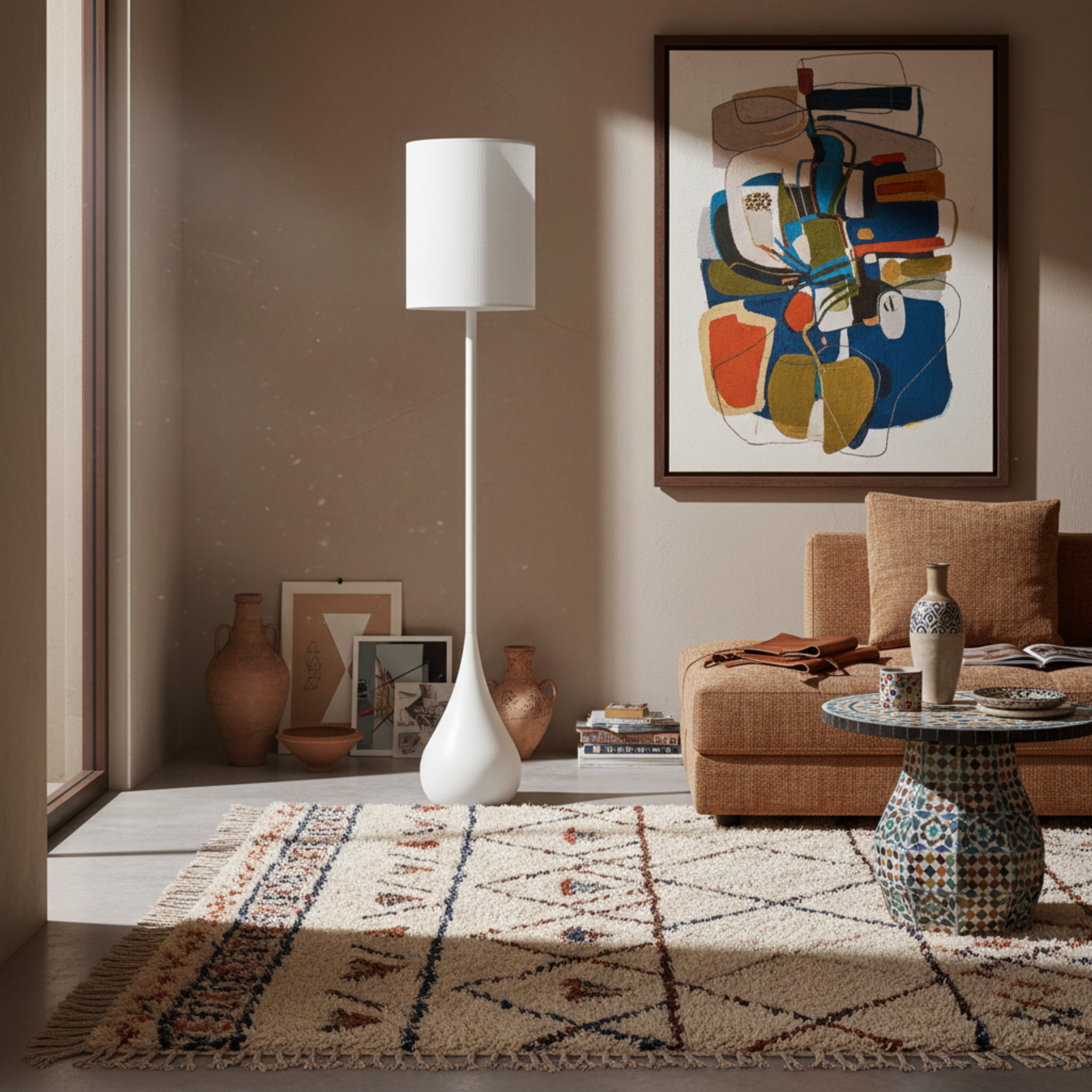 Lampadaire Design Blanc "Goutte" – Déco Luxe & Moderne Salon Tunisie