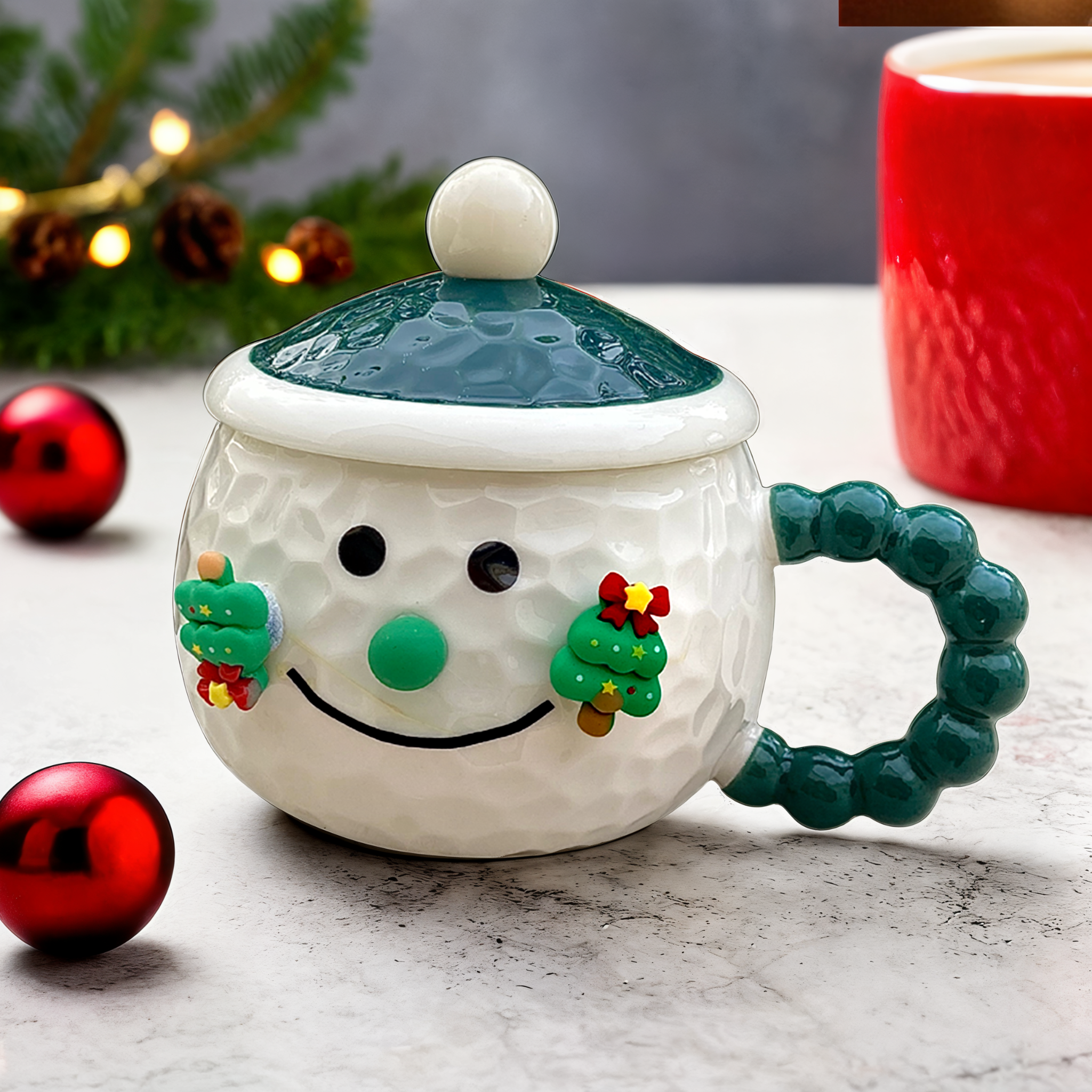 Mug de Noël avec Couvercle | Design Festif et Élégant | Fiolla Home