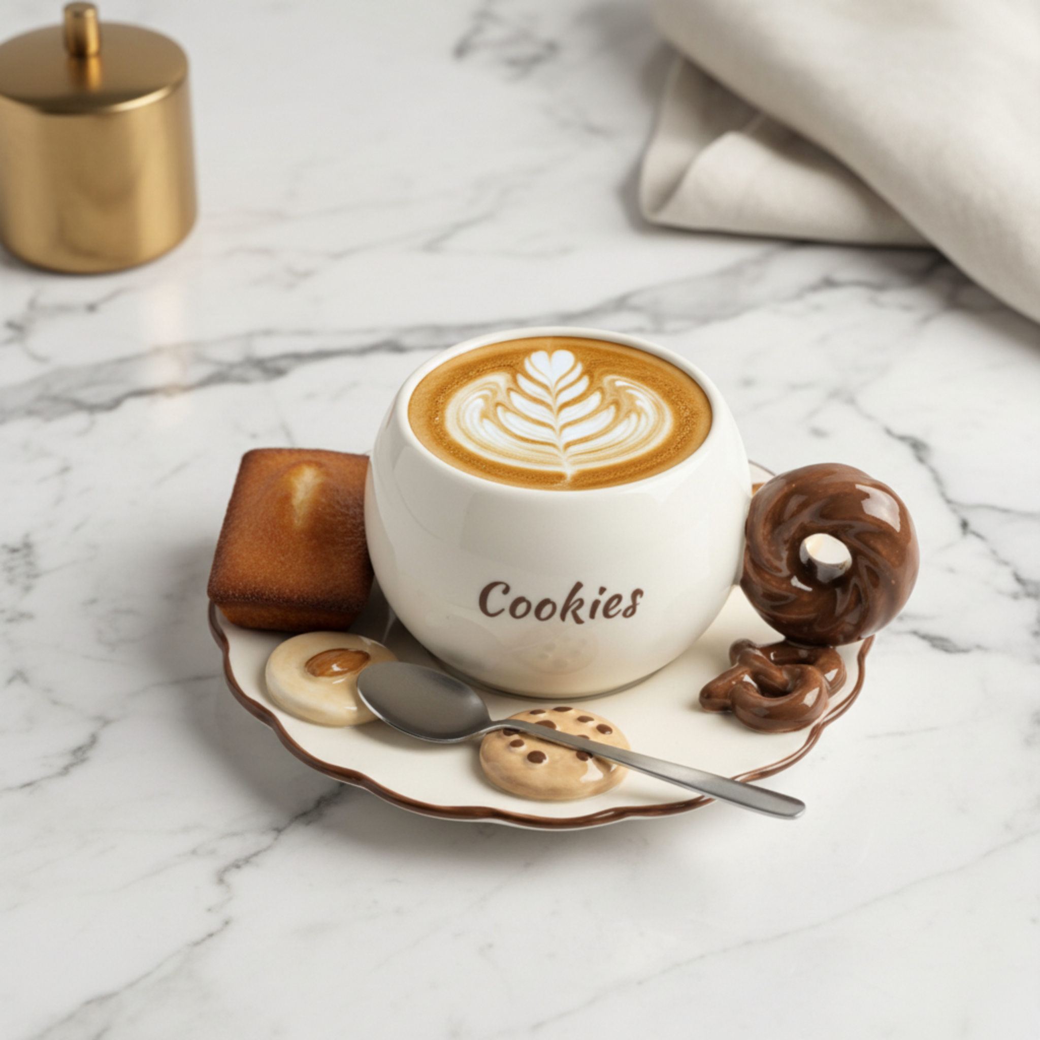 Tasse "Cookies" Gourmande — Mug avec Anse Donut & Biscuits 3D