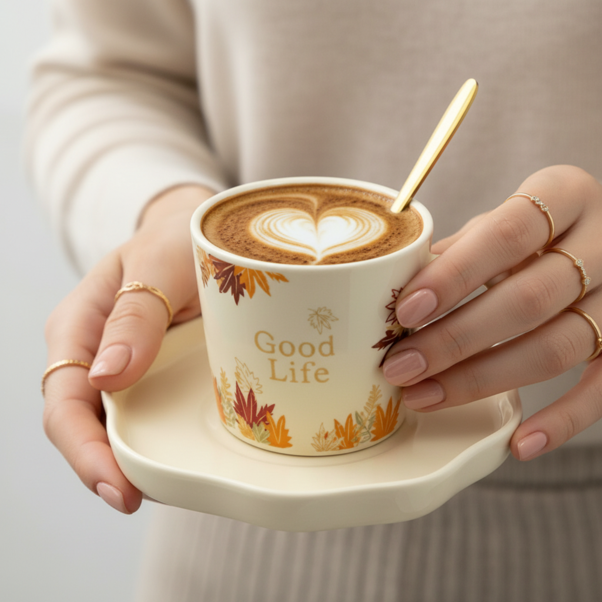 Tasse à Café "Good Life" & Soucoupe – Mug Design Céramique Tunisie