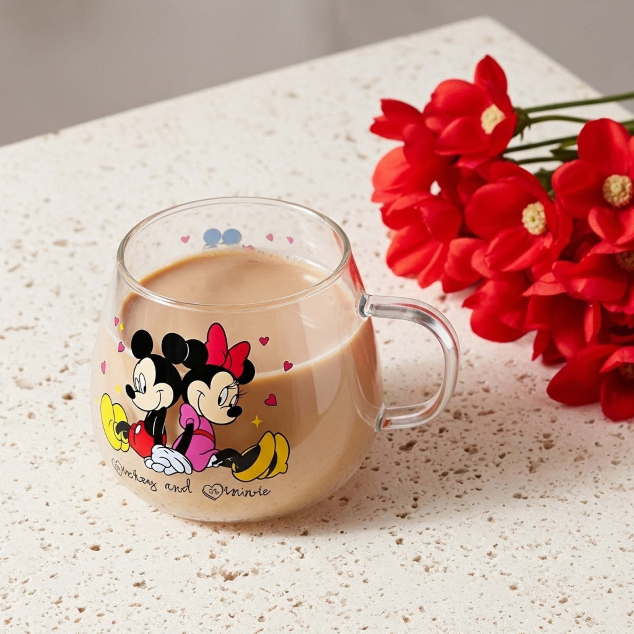 Tasse en verre Mickey & Minnie – Mug couple fun pour enfants & fans