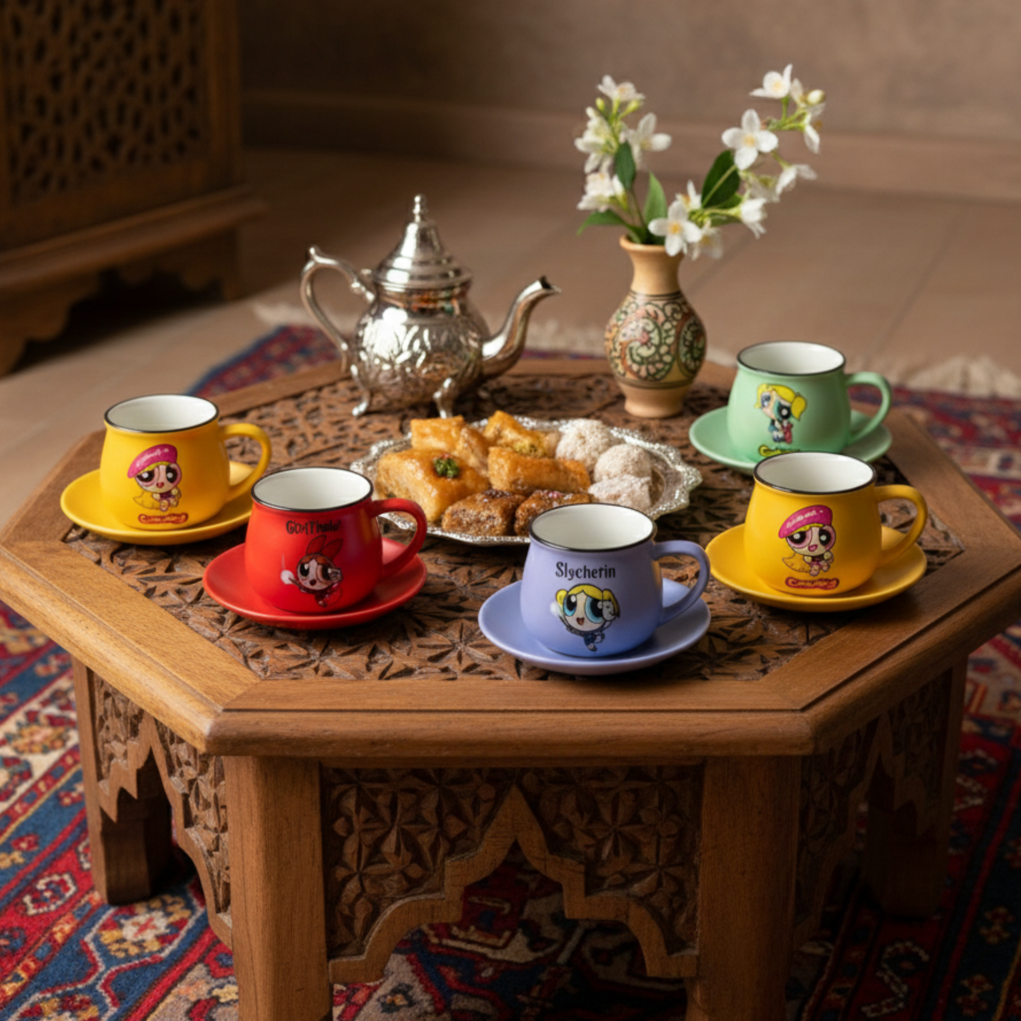 Service Café Noir | Set 6 Tasses Les Supers Nanas | Fiolla Home