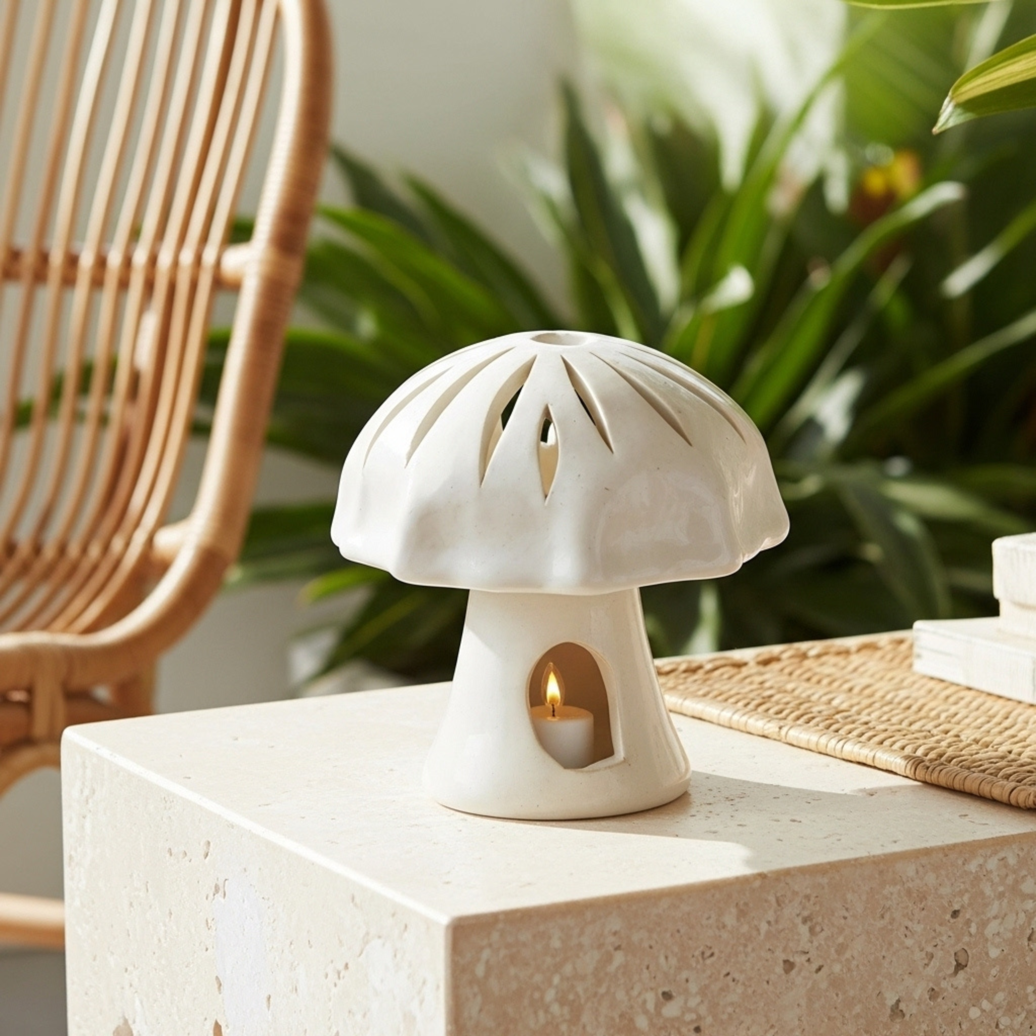 Cache-bougie Champignon en céramique