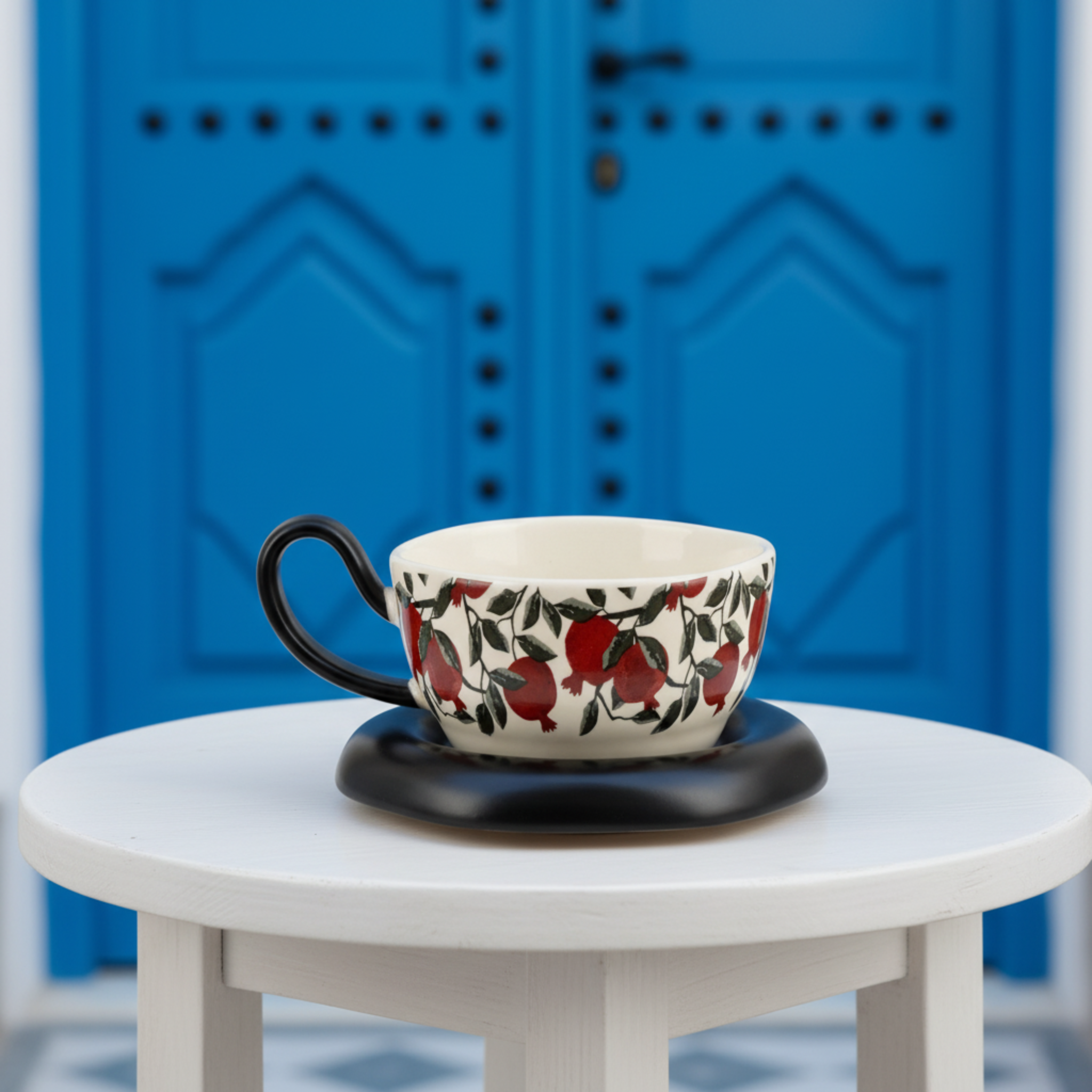 Tasse Céramique "Grenade" & Soucoupe Design Noire - Art de la Table Chic