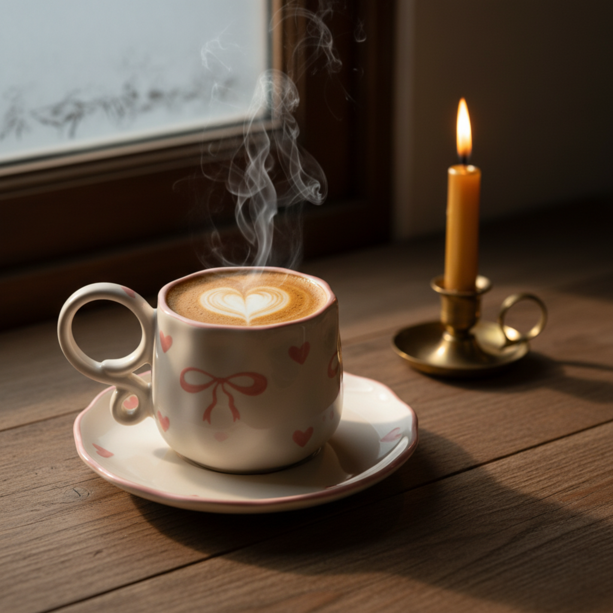 Tasse Céramique "Coquette" Nœud Rose & Cœurs - Duo Tendance