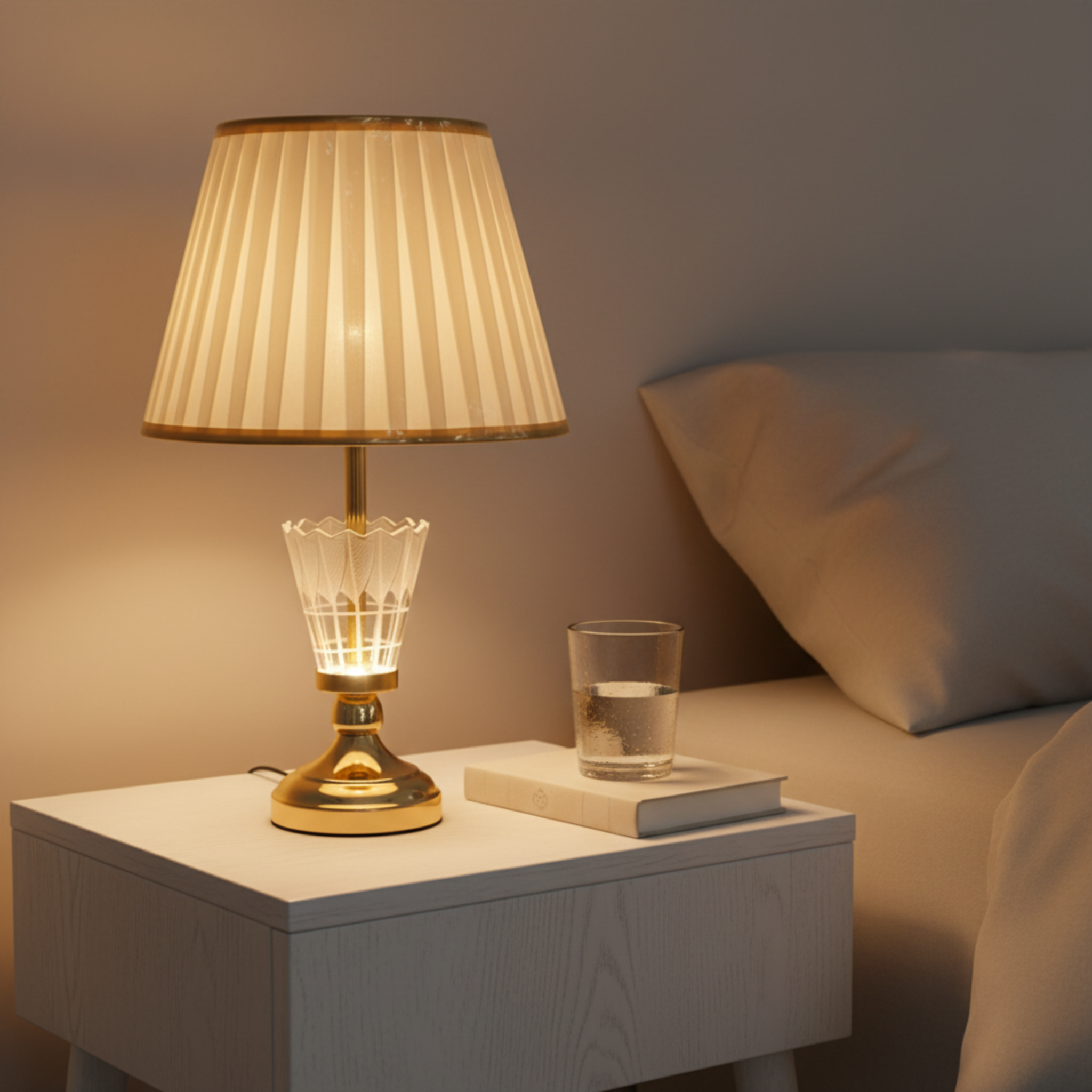 Veilleuse Dorée Élégante – Lampe de Chevet Design pour Chambre à Coucher Tunisie