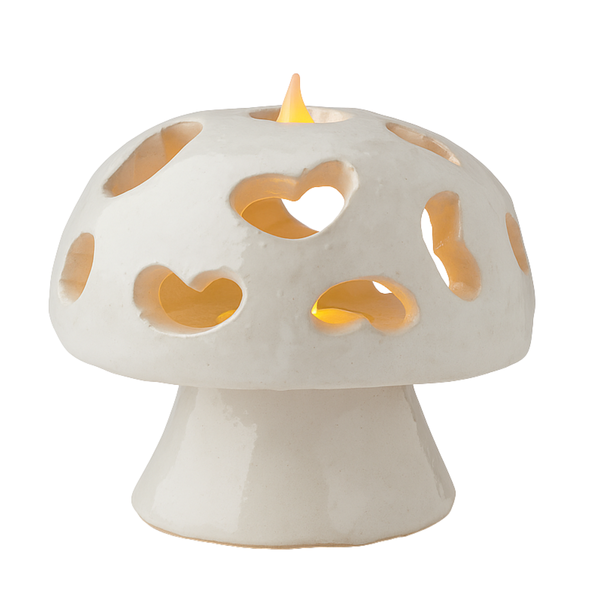 Cache-bougie Champignon à cœurs en céramique