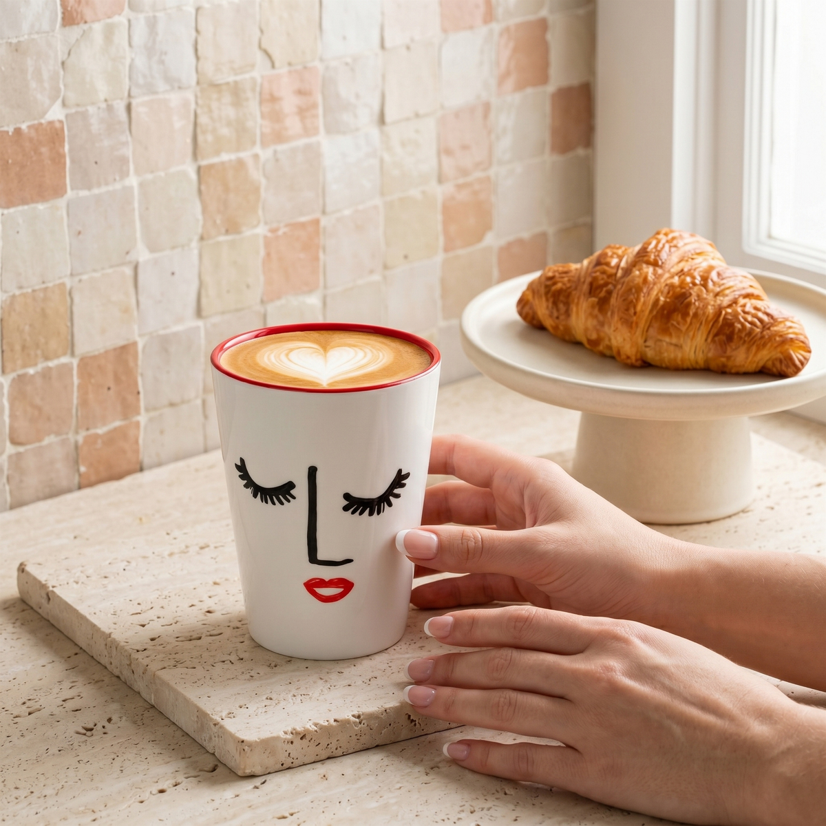Mug Céramique Visage Femme Tunisie | Tasse Café Artistique | Fiolla Home