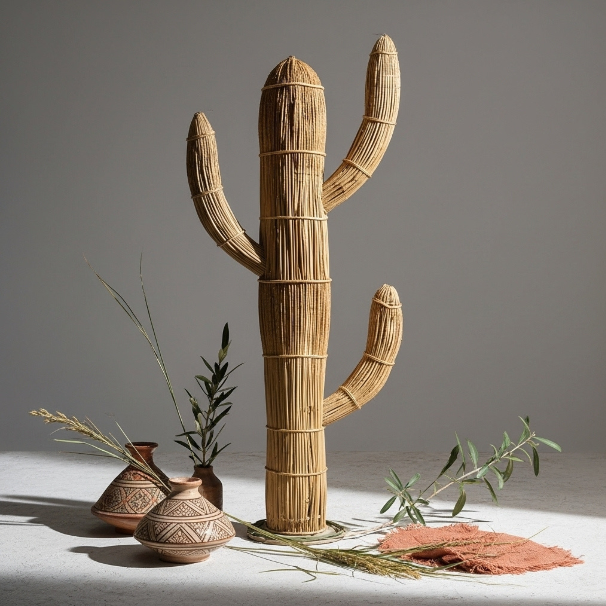 Cactus décoratif de coin fibres de palmier