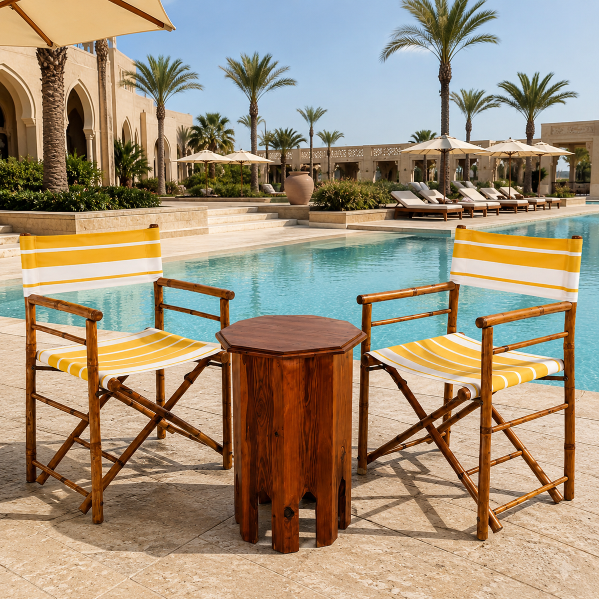 CHAISES ET TABLE BOIS DE PALMIER