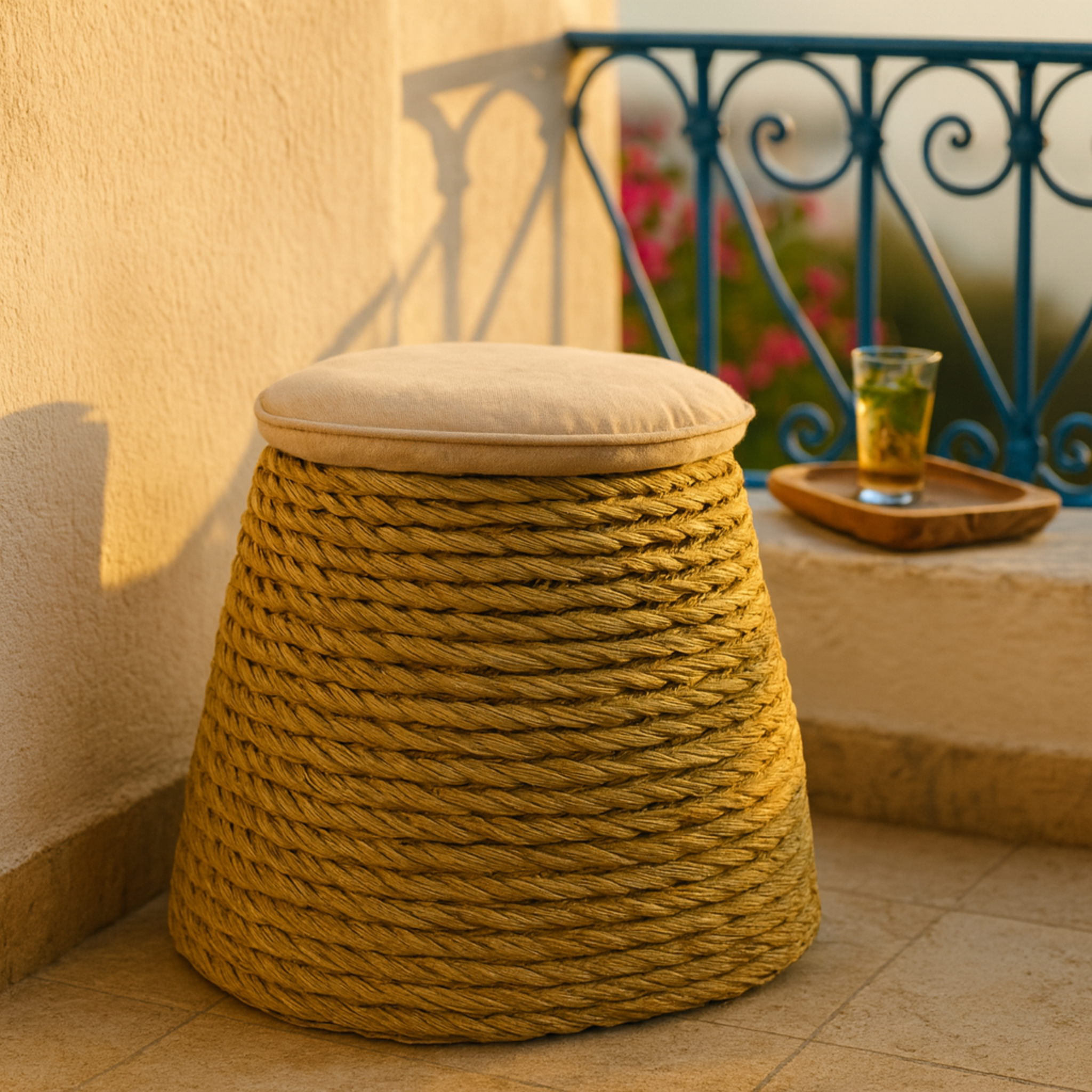 Tabouret en halfa Tunisie | Fait main, durable | Fiolla Home