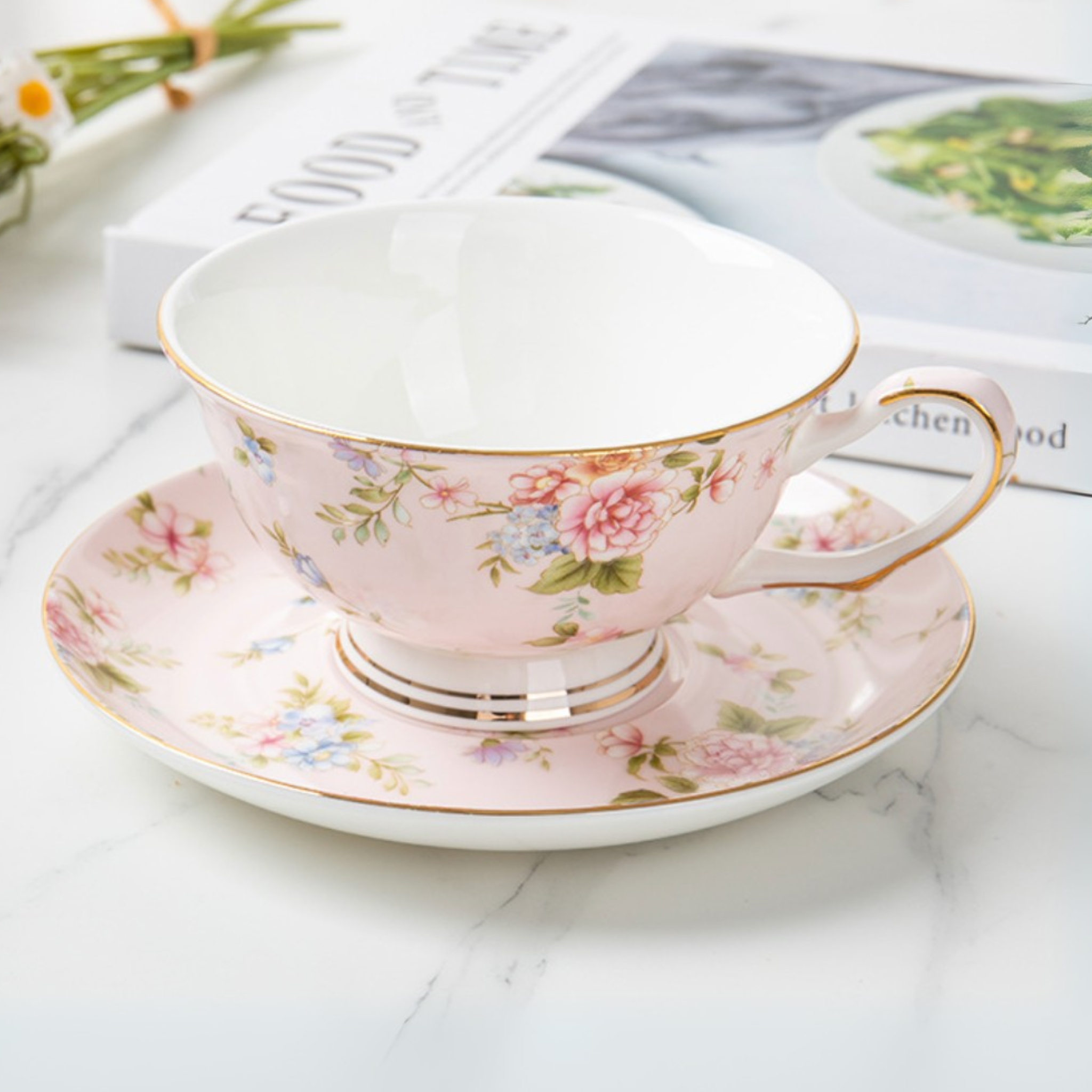 Service Café en Porcelaine Rose Tunisie | Motifs Fleuris | Fiolla Home