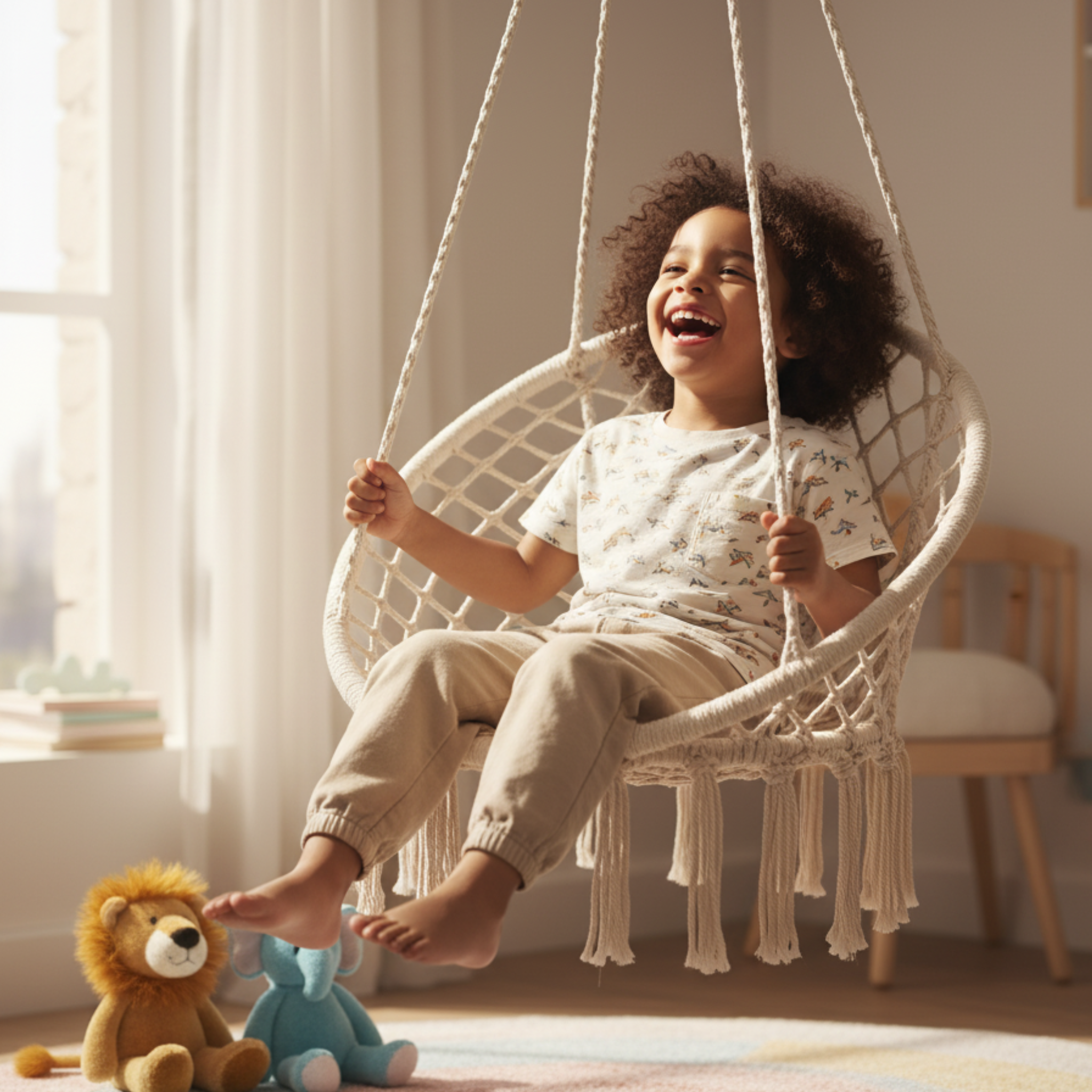 Balançoire Macramé Suspendue | Balcon/Chambre | Fiolla Home Tunisie