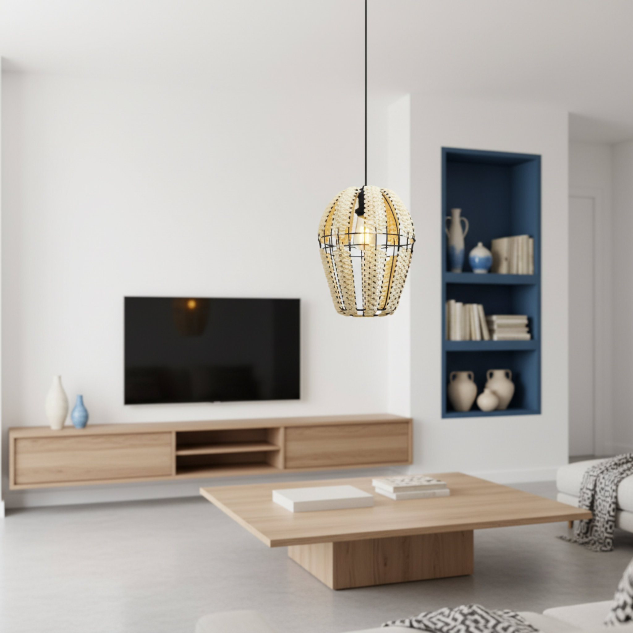 Suspension Corbeille "Vent du Sud" | Fibres Végétales & Métal | Tunisie