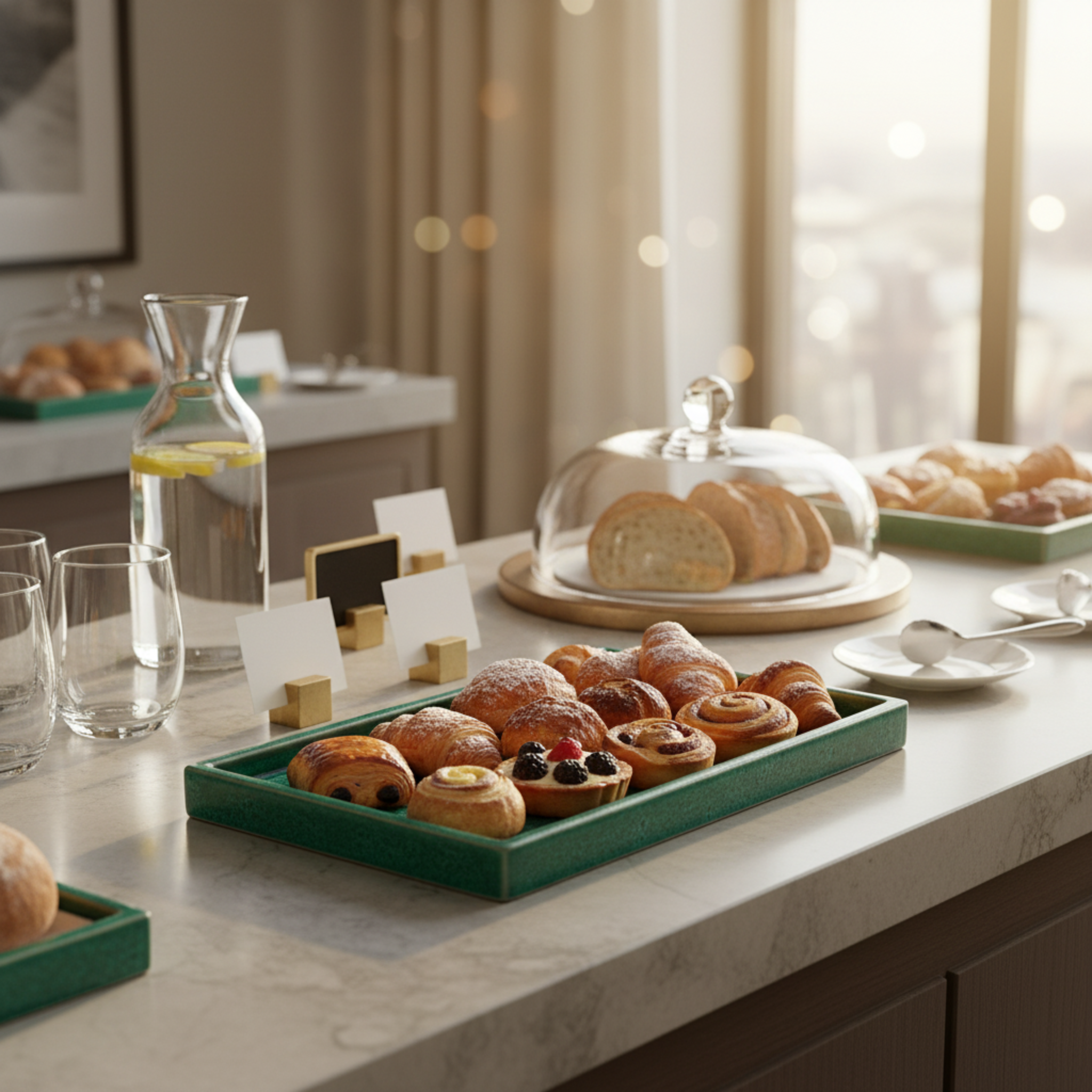 Plateau en céramique émaillé vert – Coiffeuse & Service