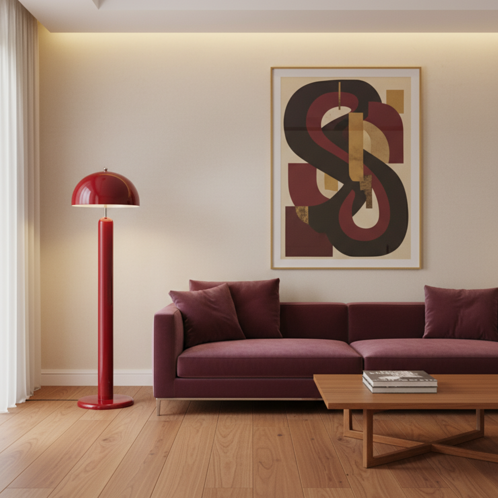 Lampadaire Design Rouge Carmin – Pièce Unique Fait Main Tunisie