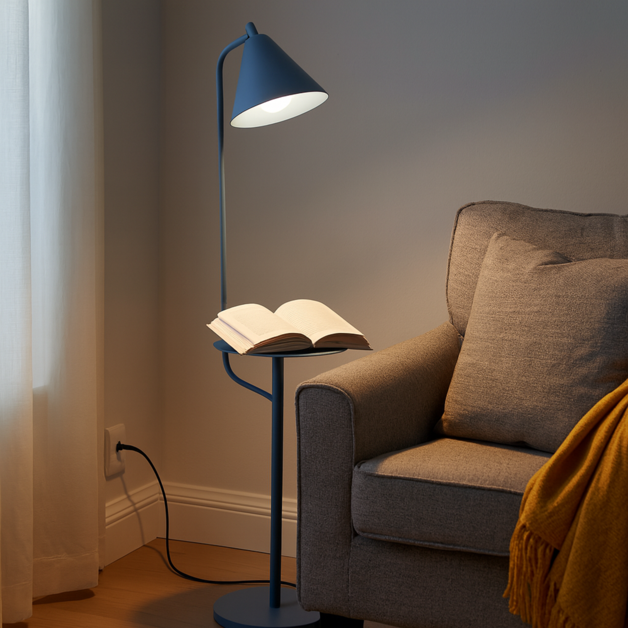 Lampadaire LED Moderne avec Table Intégrée – Design Scandinave
