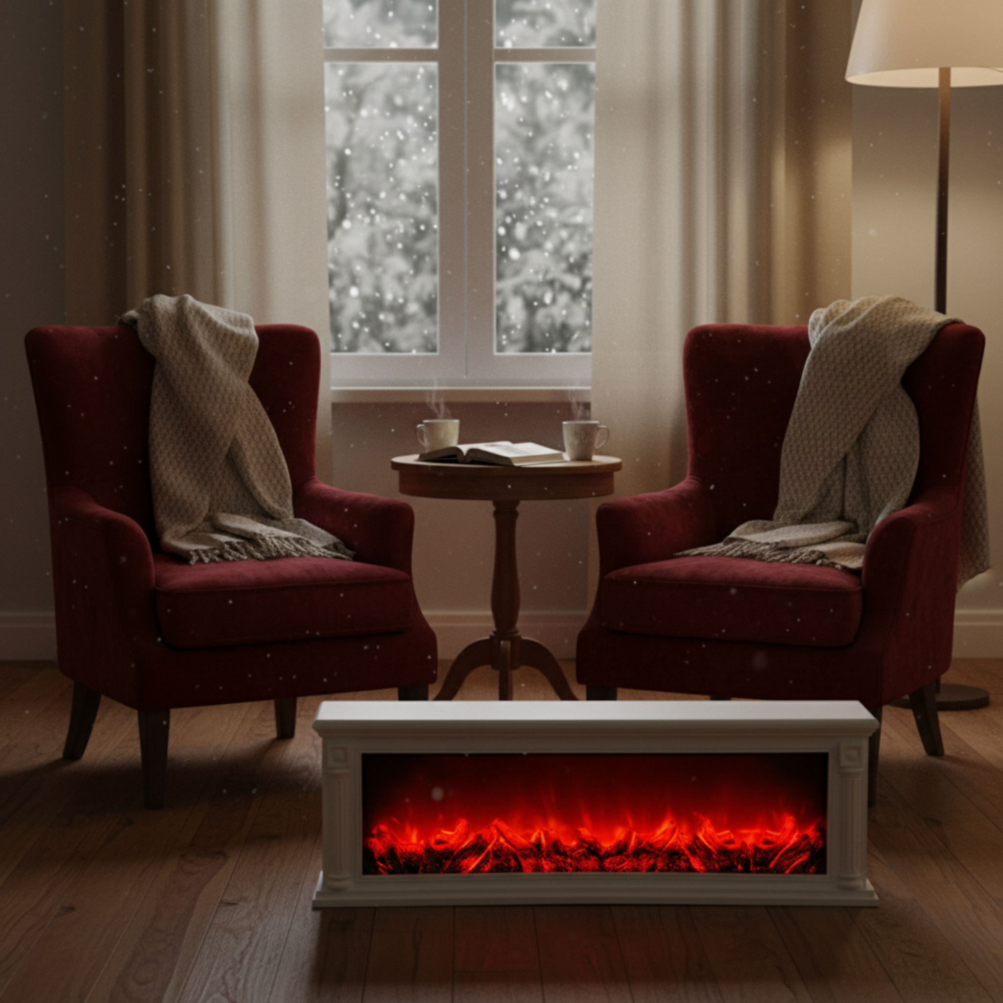 Cheminée Électrique Décorative Blanche – Meuble Chauffant Design & Cosy