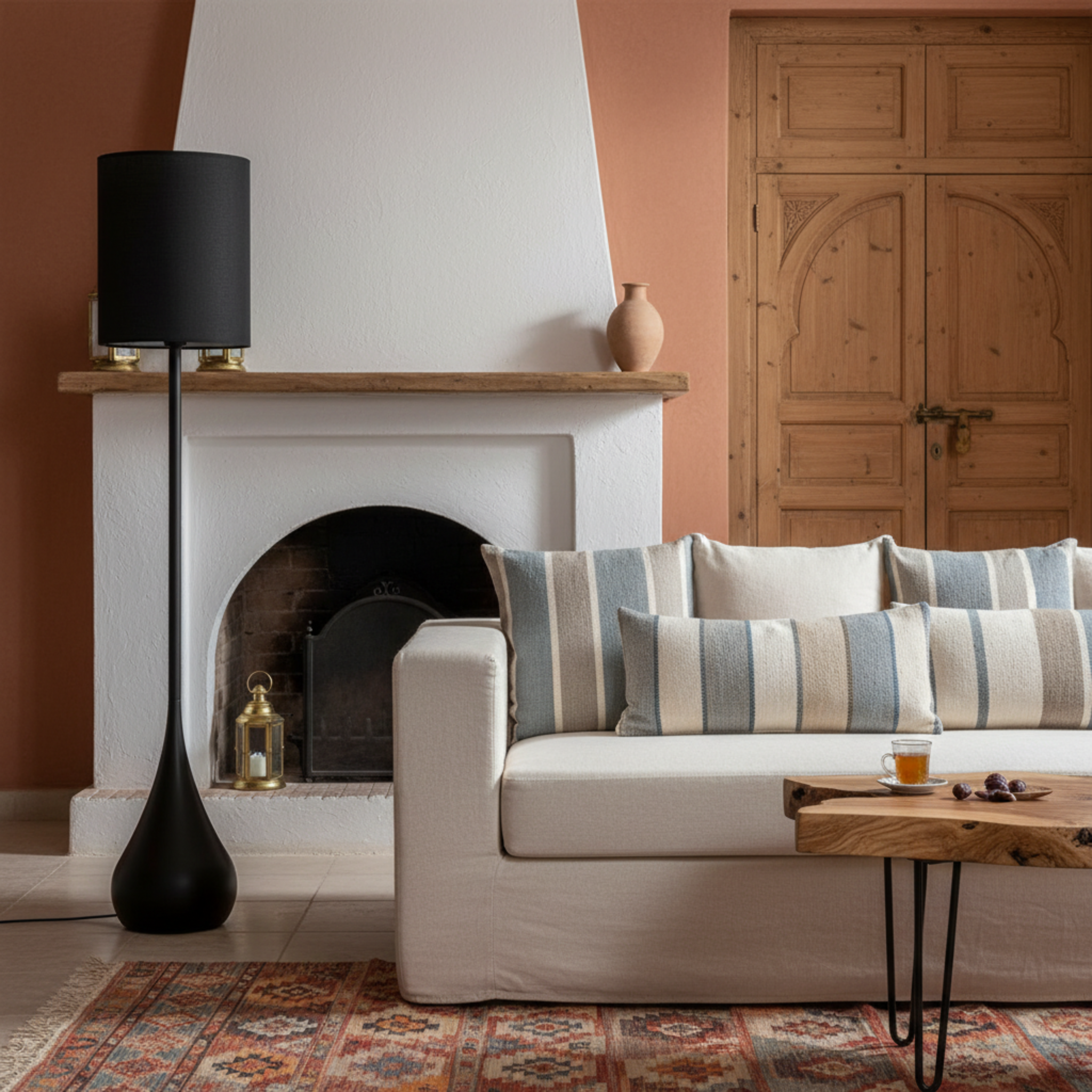 Lampadaire Design Noir "Goutte" – Éclairage Luxe & Moderne Salon Tunisie