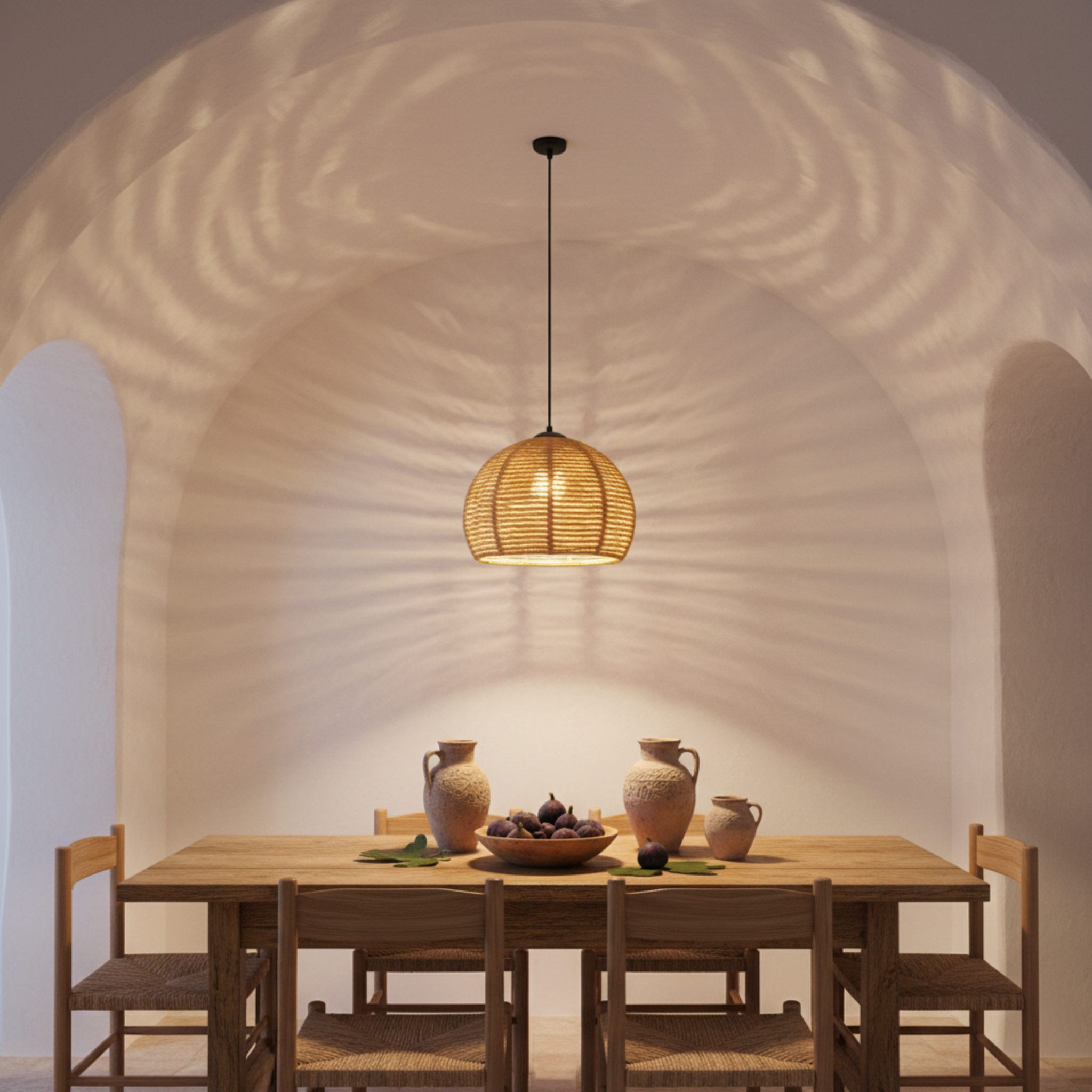 Suspension "Zina" en Jute Tressé – Lustre Style Boho Naturel