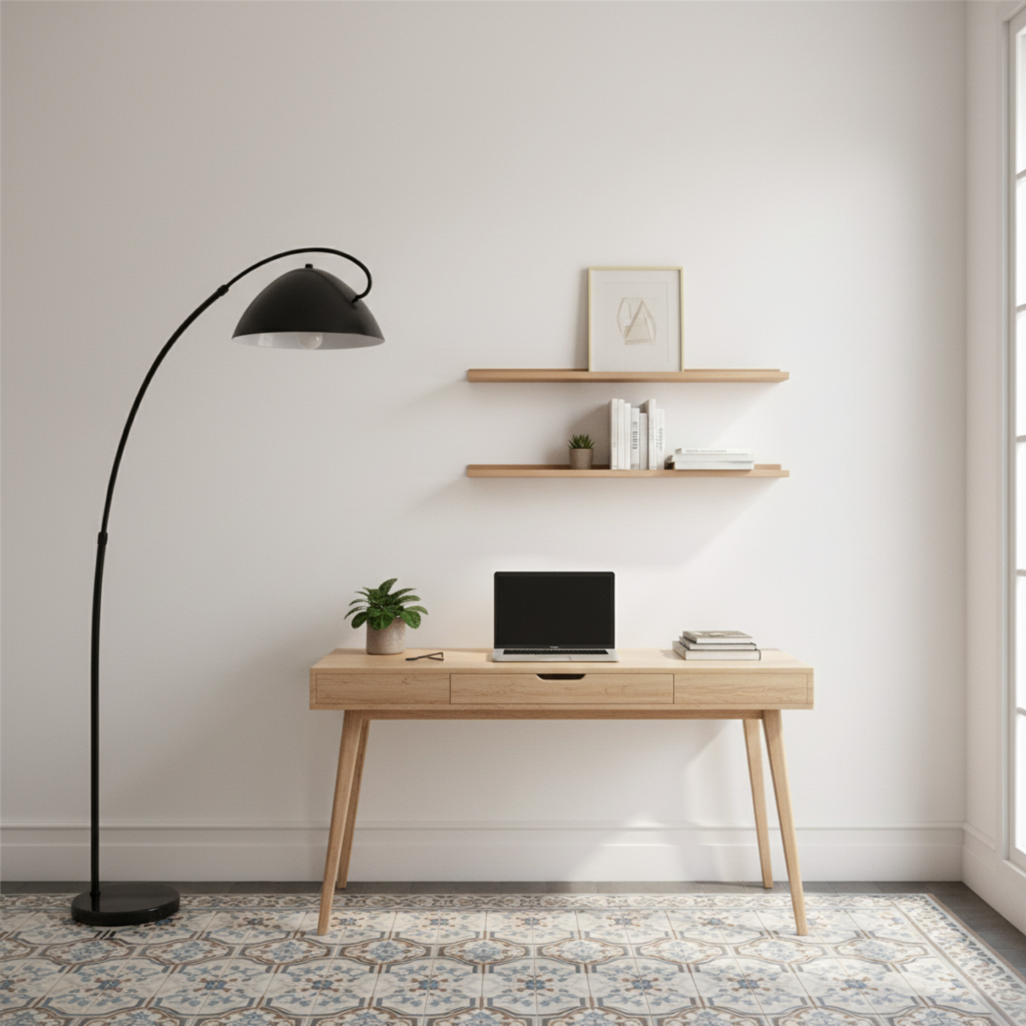 Lampadaire Arc Noir Moderne - Design Élégant pour Salon Tunisie