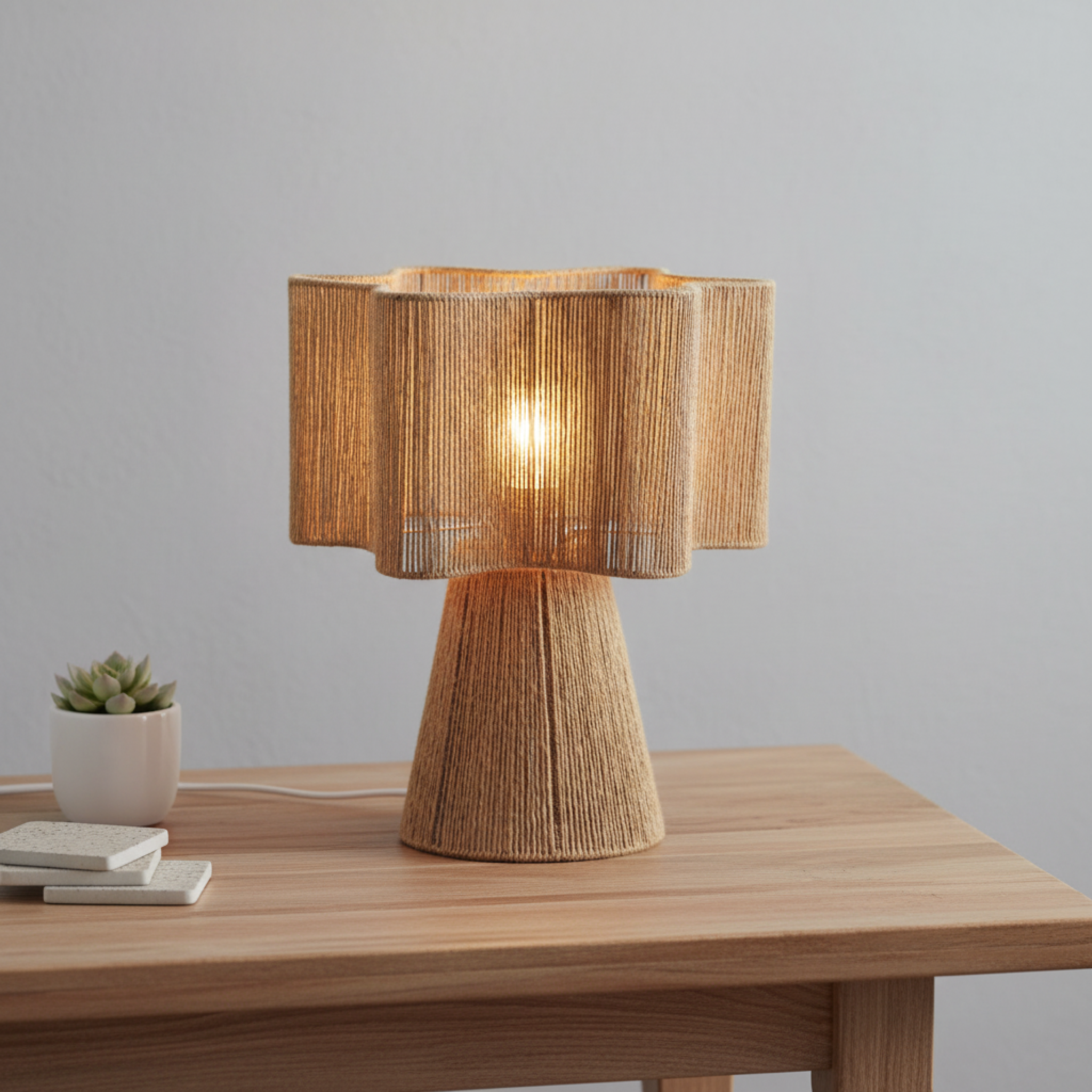 Lampe à Poser en Jute Naturelle - Design Bohème & Authentique