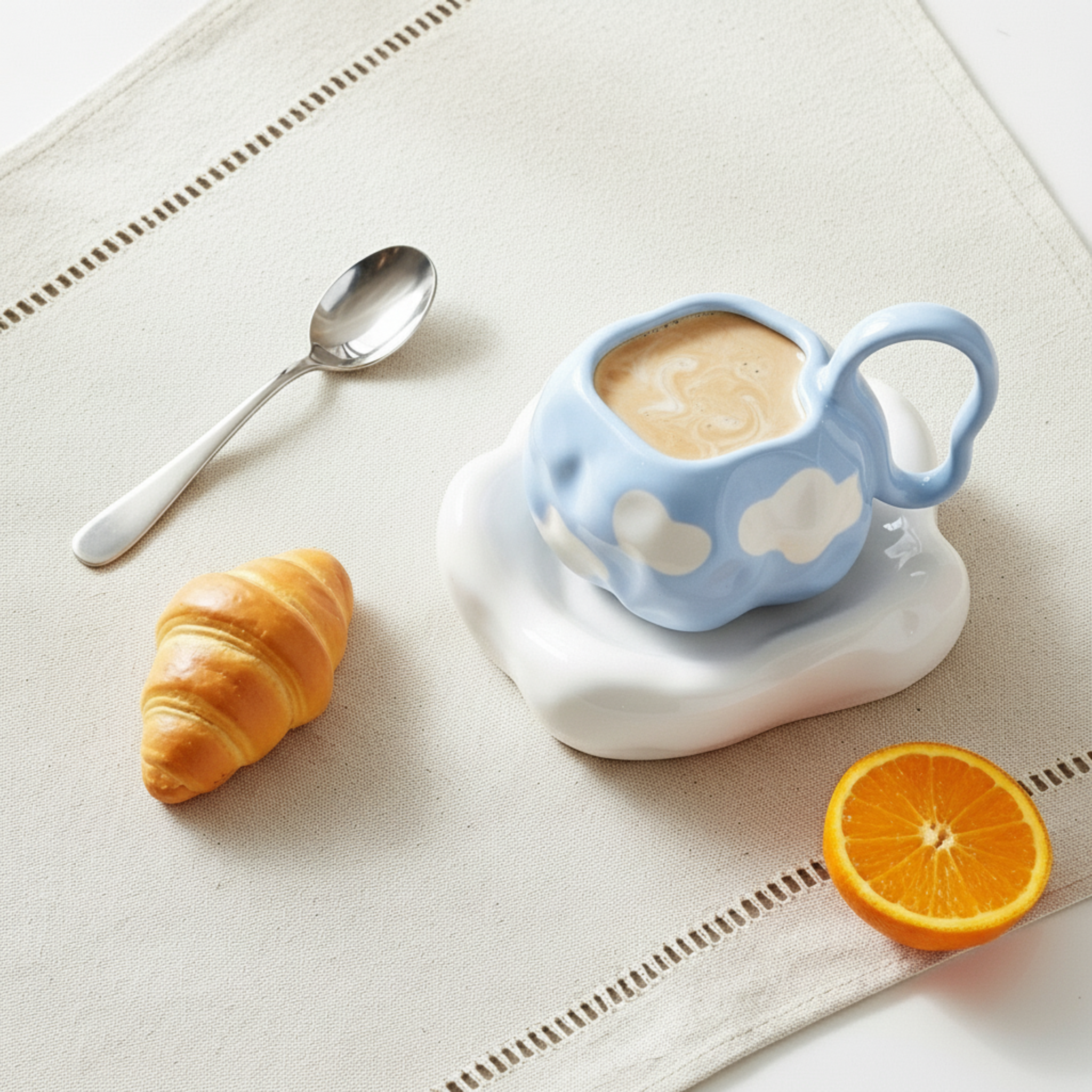 Mug Nuages avec Sous-Tasse – Céramique Créative Tunisie | Fiolla Home