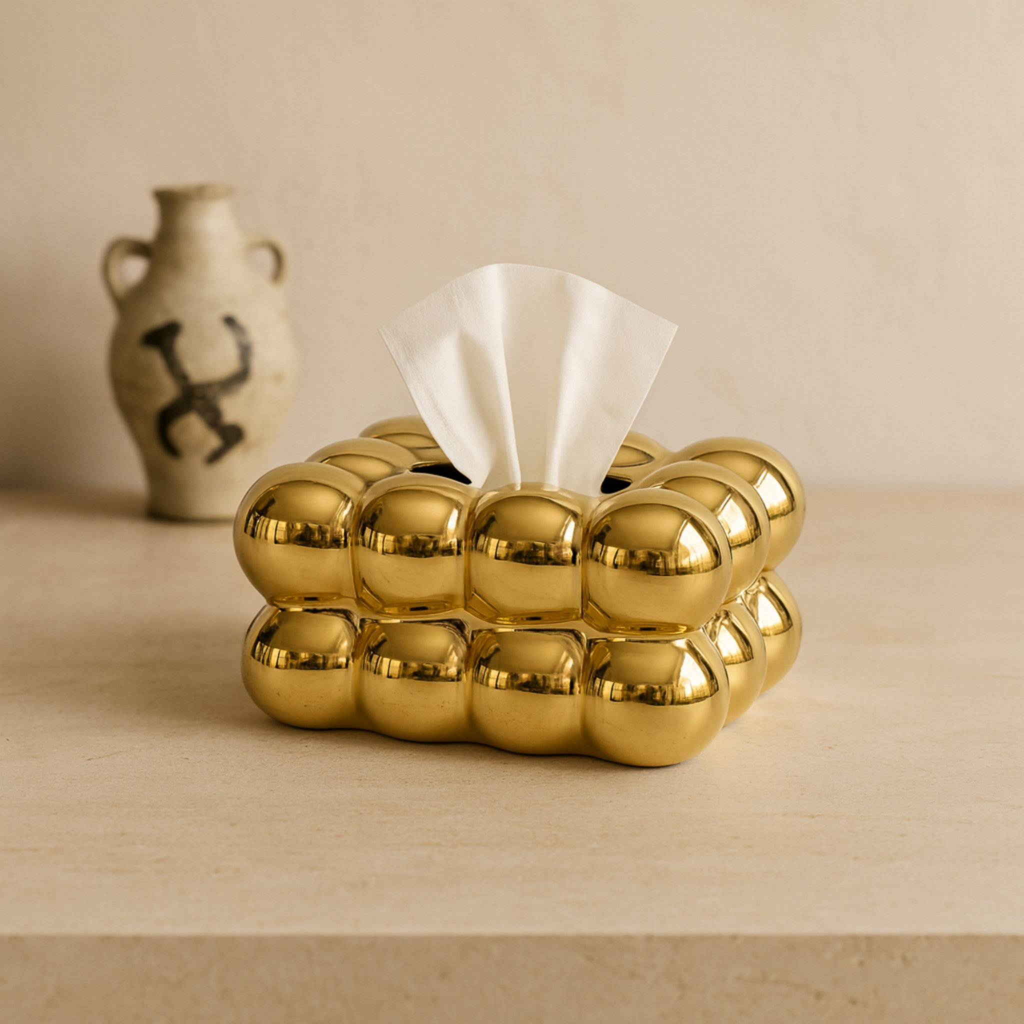 Porte-Papiers Bulle en Céramique | Dorée Luxueux Doré | Fiolla Home