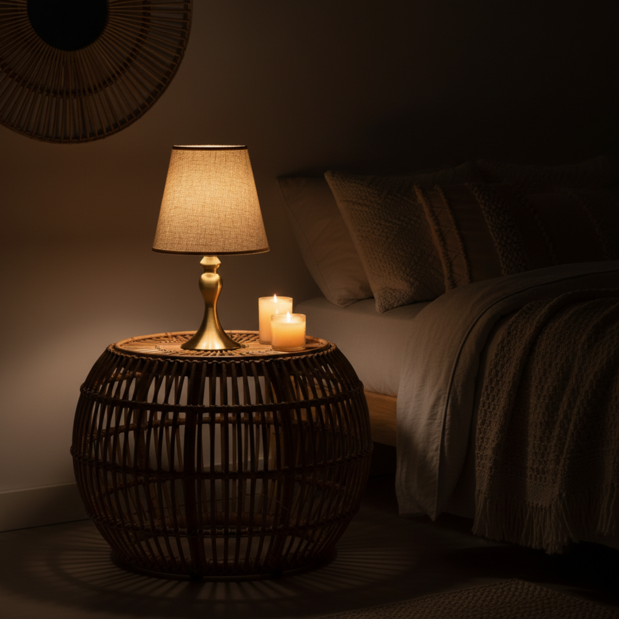 Lampe de Table Dorée avec Abat-Jour Tissu – Style Naturel Chic