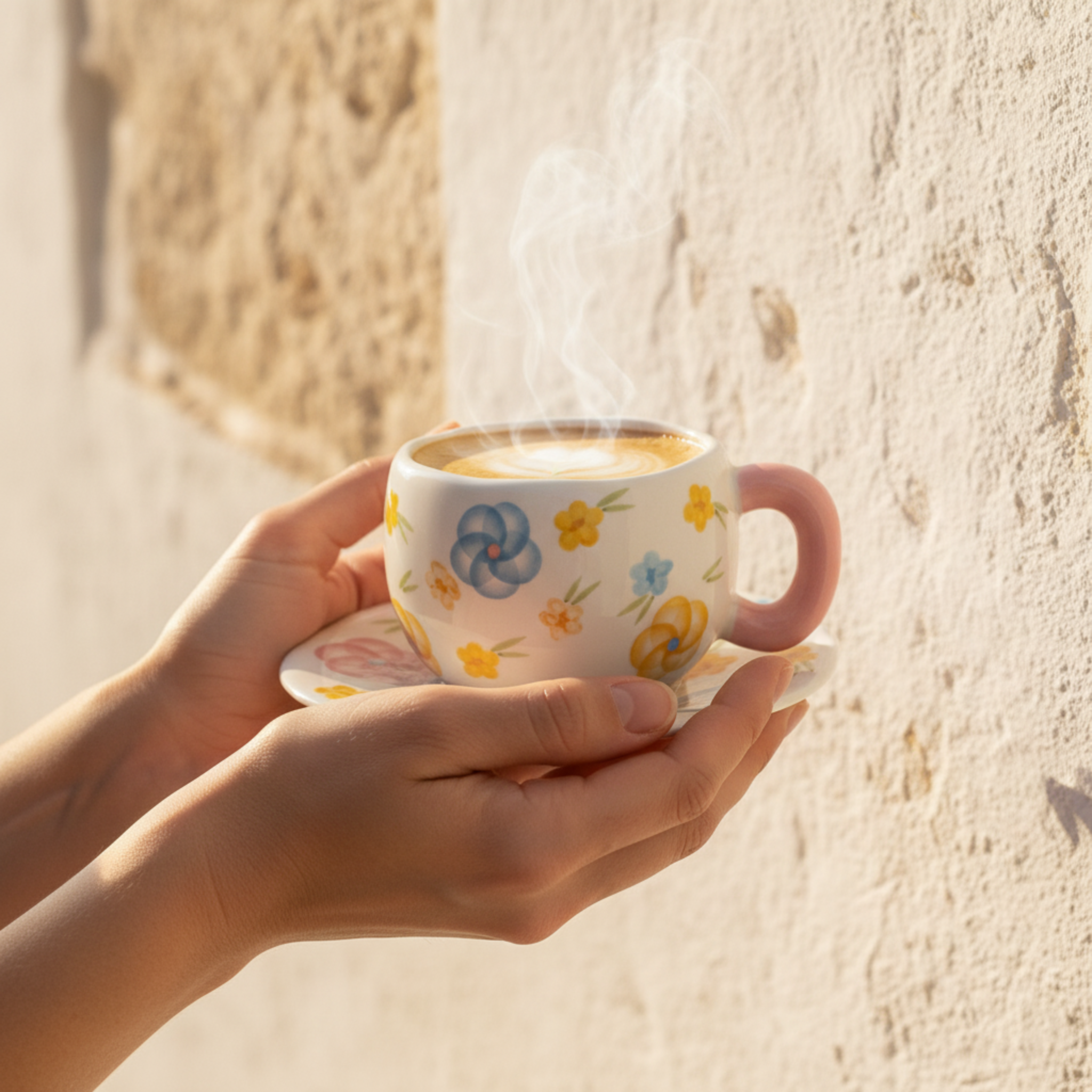 Tasse à Café Florale en Céramique avec Soucoupe - Design Chic