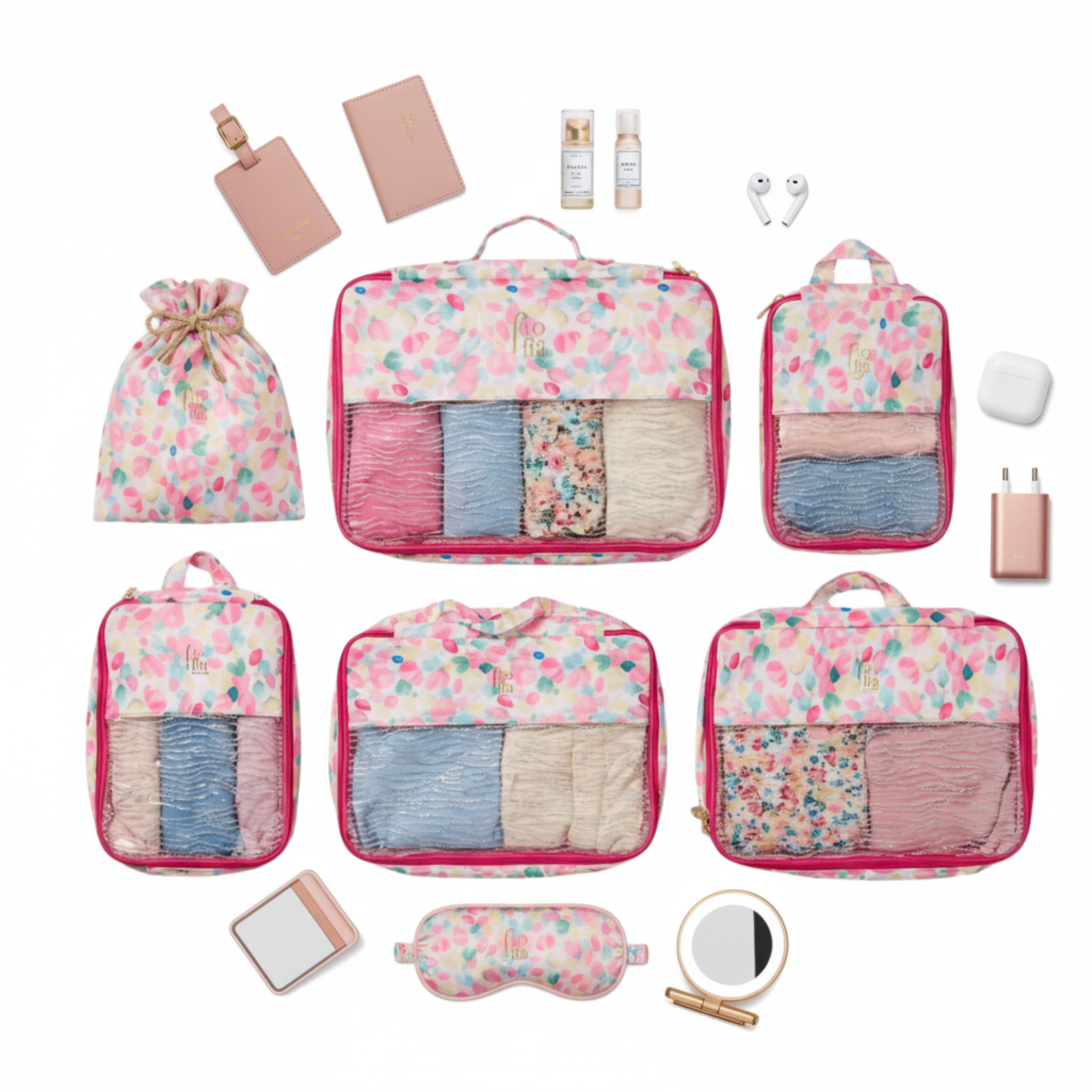 Set de 6 Cubes de Rangement Valise Pastel - Organisation Voyage Tunisie