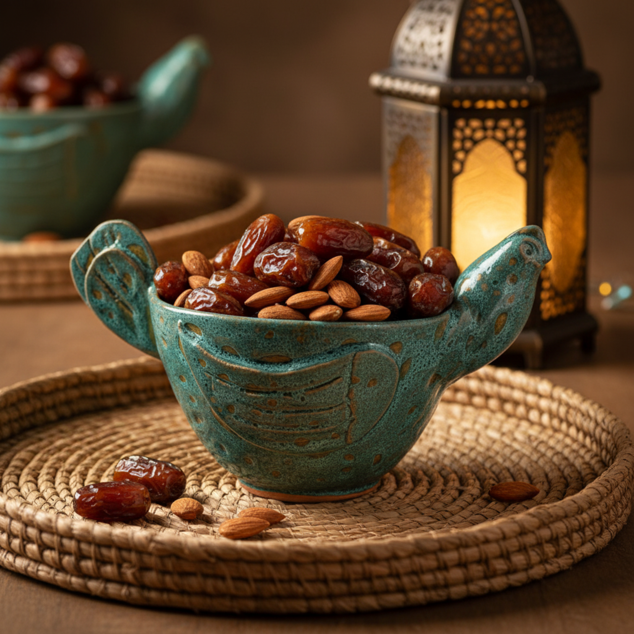 Bol Poule en Céramique – Vert Émeraude, fait main Tunisie