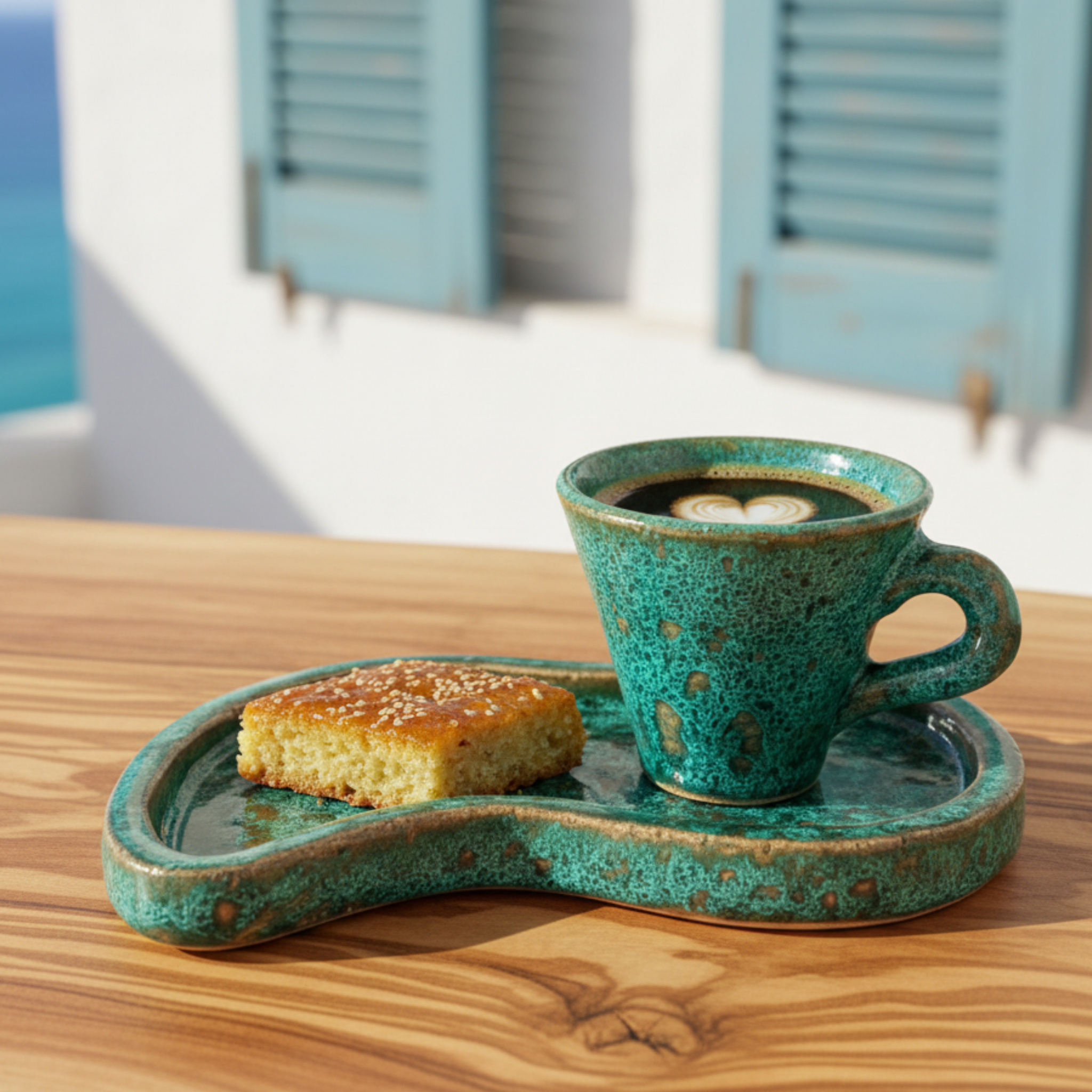 Tasse Café Noir avec Sous-Tasse — Céramique Fait Main