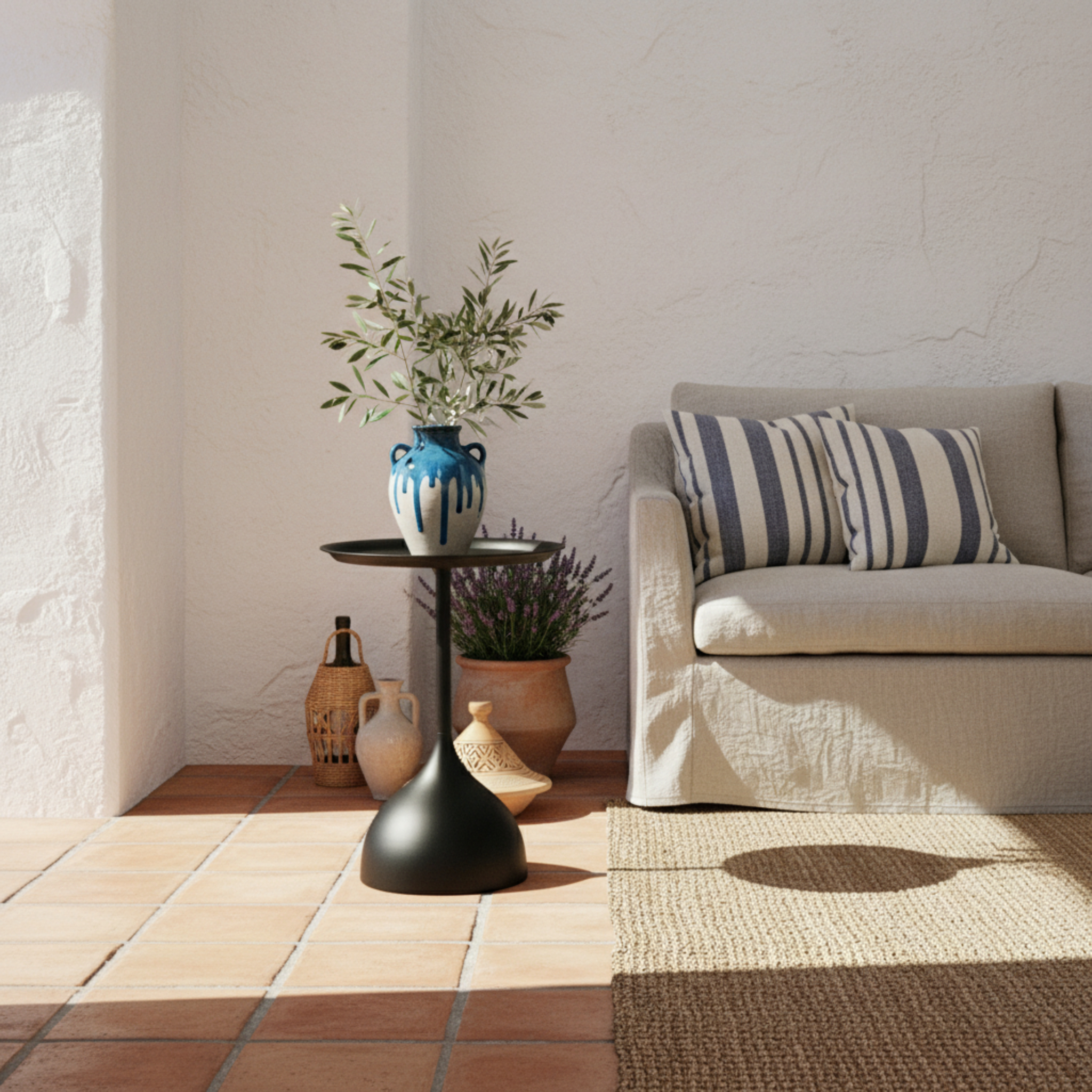 Table d'Appoint Ronde Noire Design Tulipe – Style Moderne & Épuré