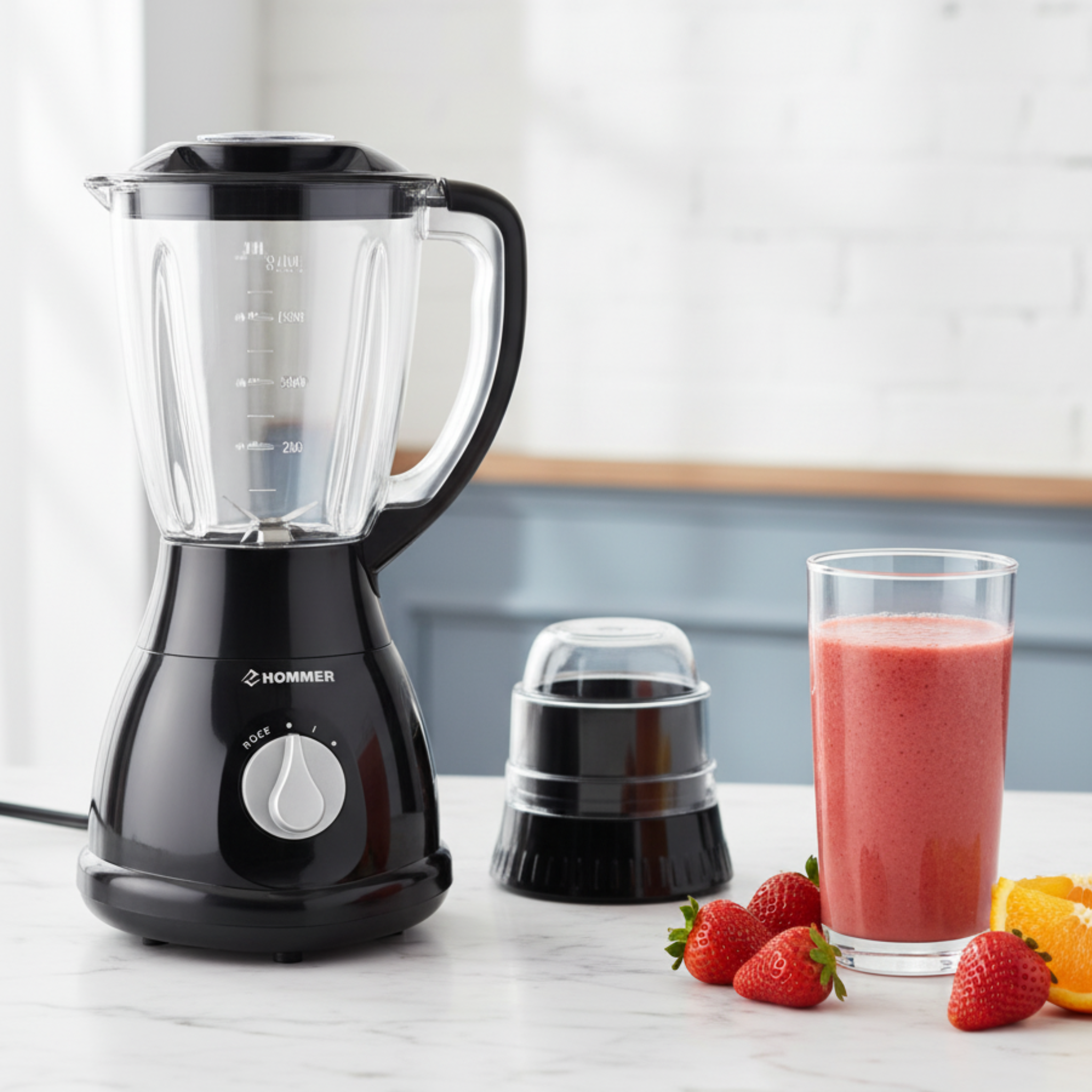 Mixeur Blender HOMMER Tunisie 500W 1.5L + Moulin Inox | Fiolla Home