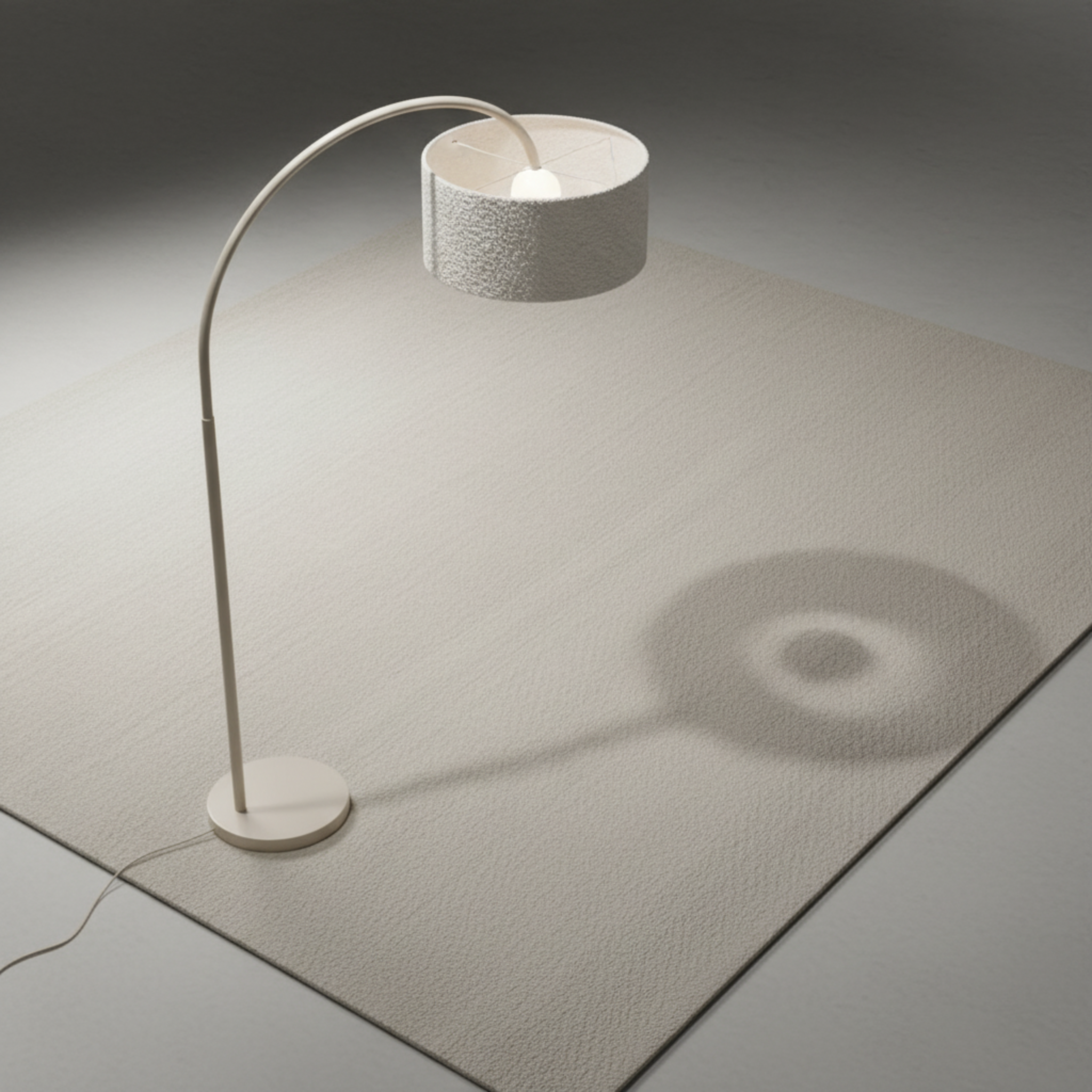 Lampadaire Arc Design en Tissu Bouclette Grège – Élégance Tunisie