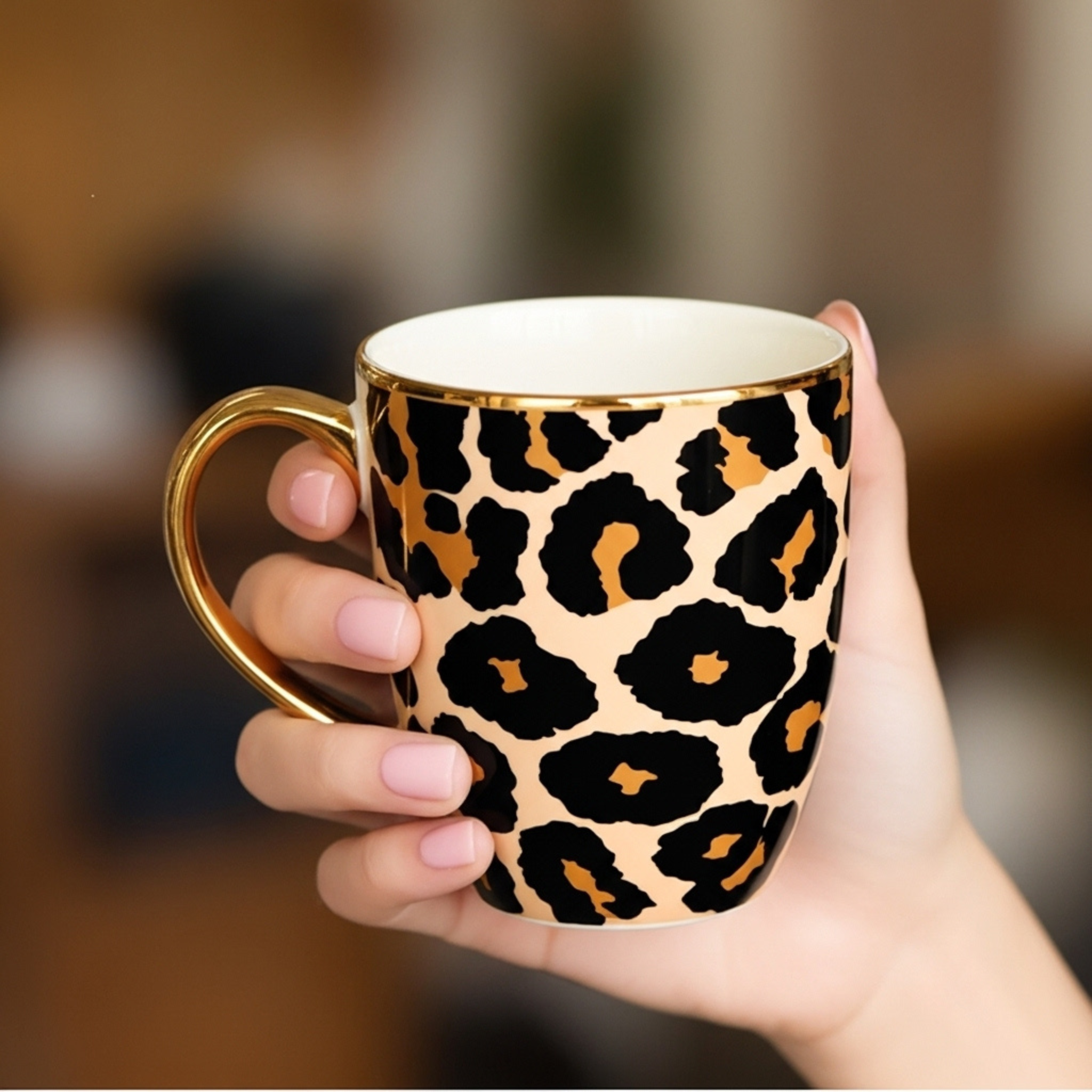 Mug Léopard Doré – Élégance Sauvage en Céramique Fiolla Home