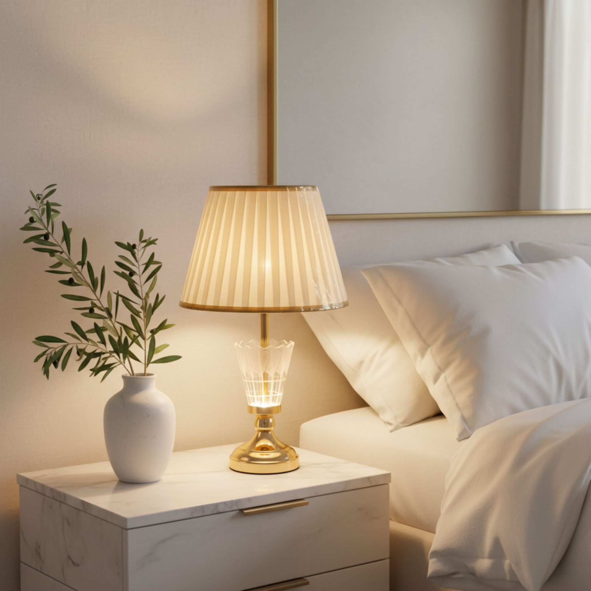 Veilleuse Dorée Élégante – Lampe de Chevet Design pour Chambre à Coucher Tunisie