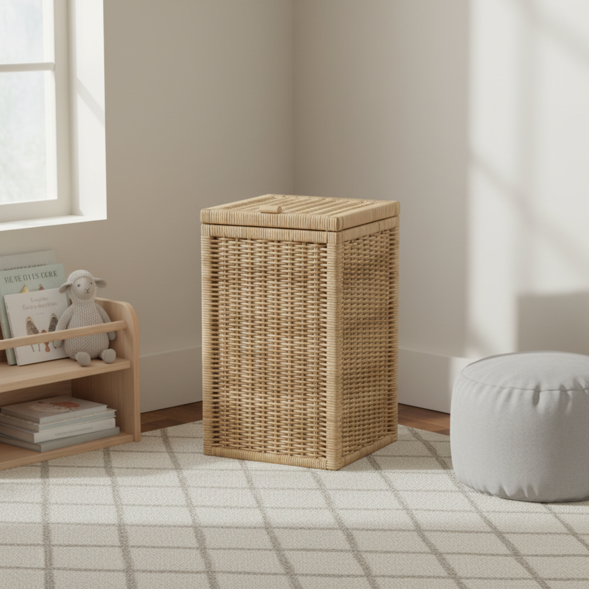 Panier à Linge en Rotin Tissé avec Couvercle – Rangement Chic & Naturel