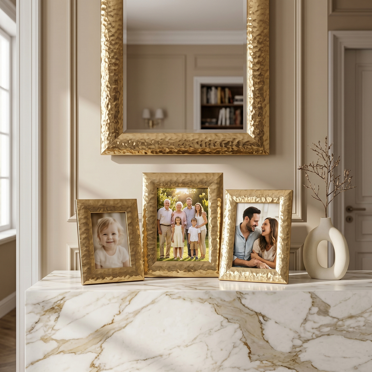 Set 3 Cadres Photos Or Texturés | Déco Tunisie Luxe | Fiolla Home