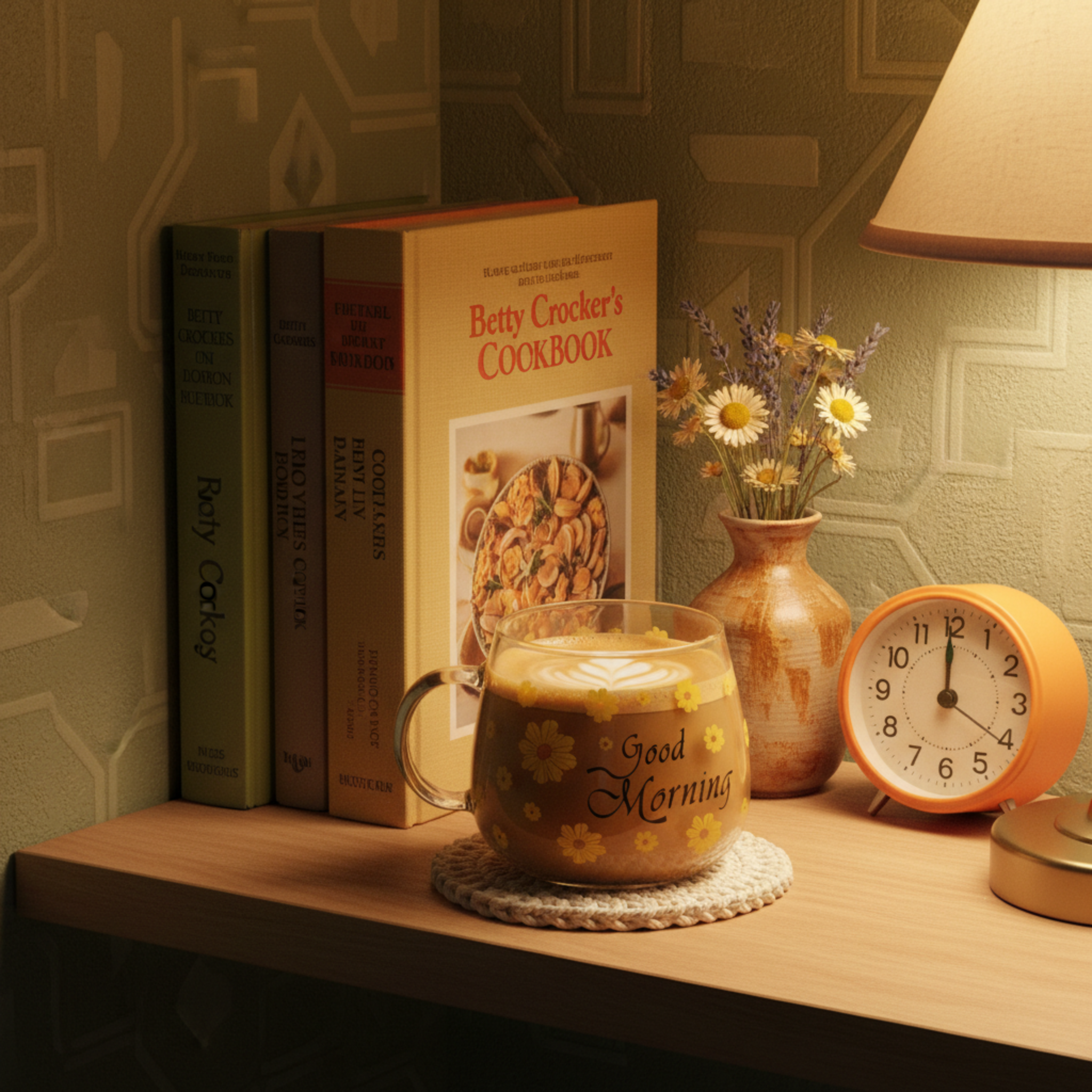 Mug en Verre Fleur Jaune "Good Morning" – Tasse Café & Latte Design