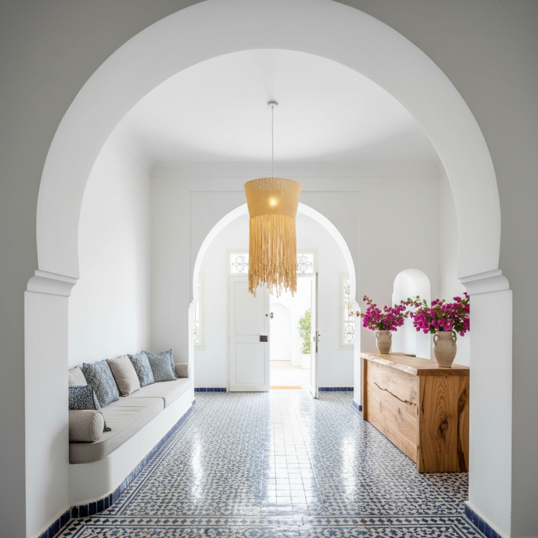 Suspension Macramé Coton Franges | Design Bohème Chic | Tunisie