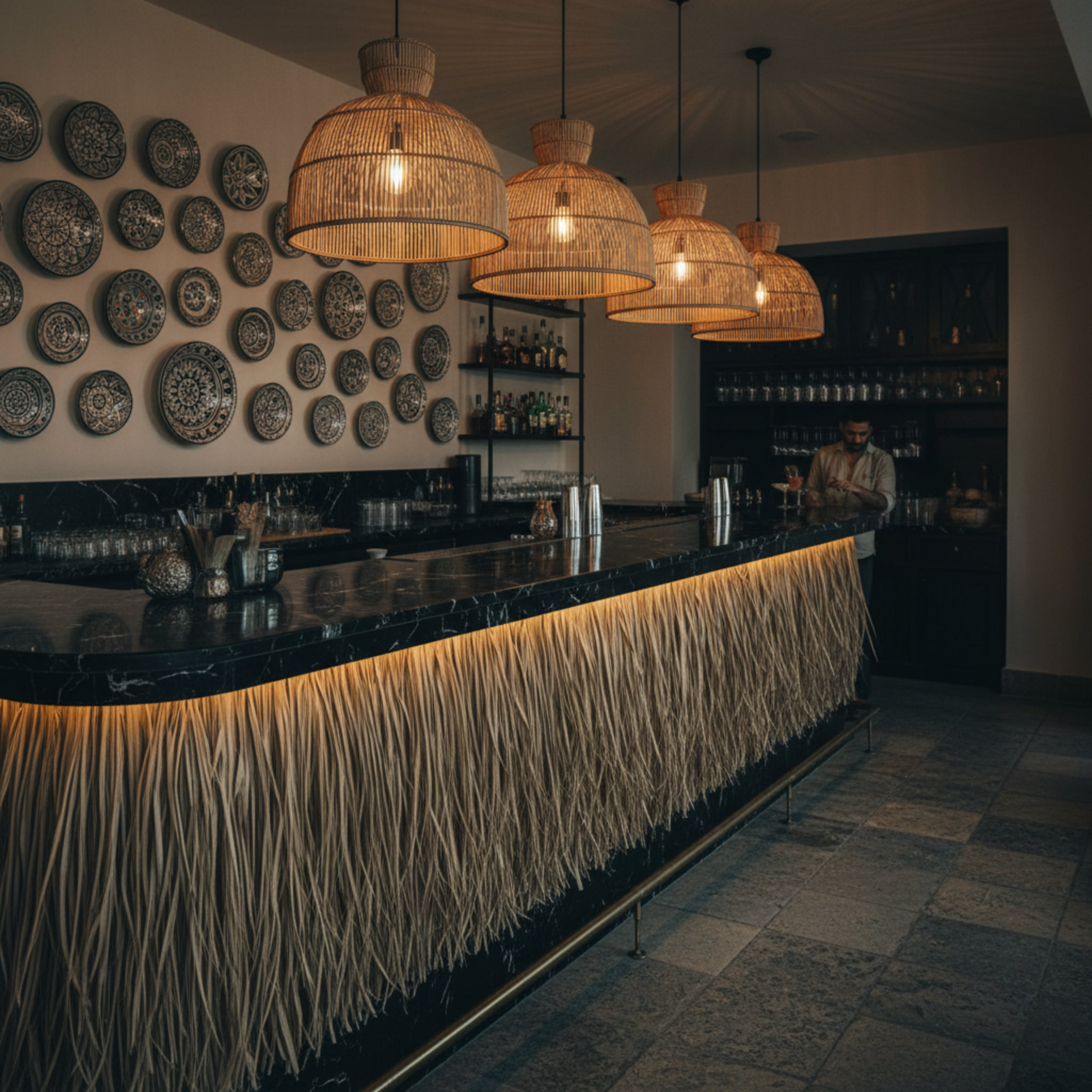 Lustre Artisanal Fibres de Palmier Tressé Fait Main | Fiolla Home