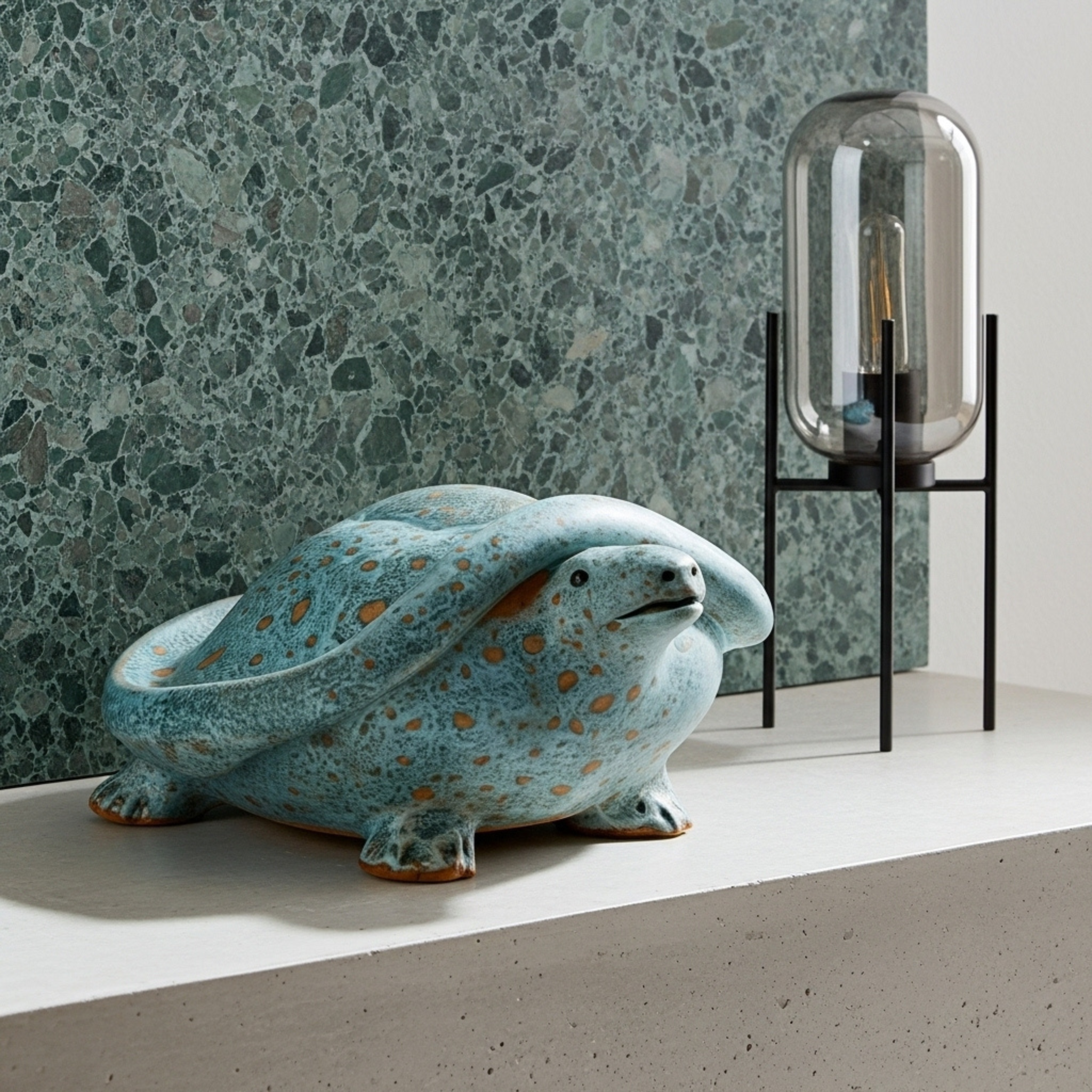 Figurine tortue en céramique – Fait main, style tunisien