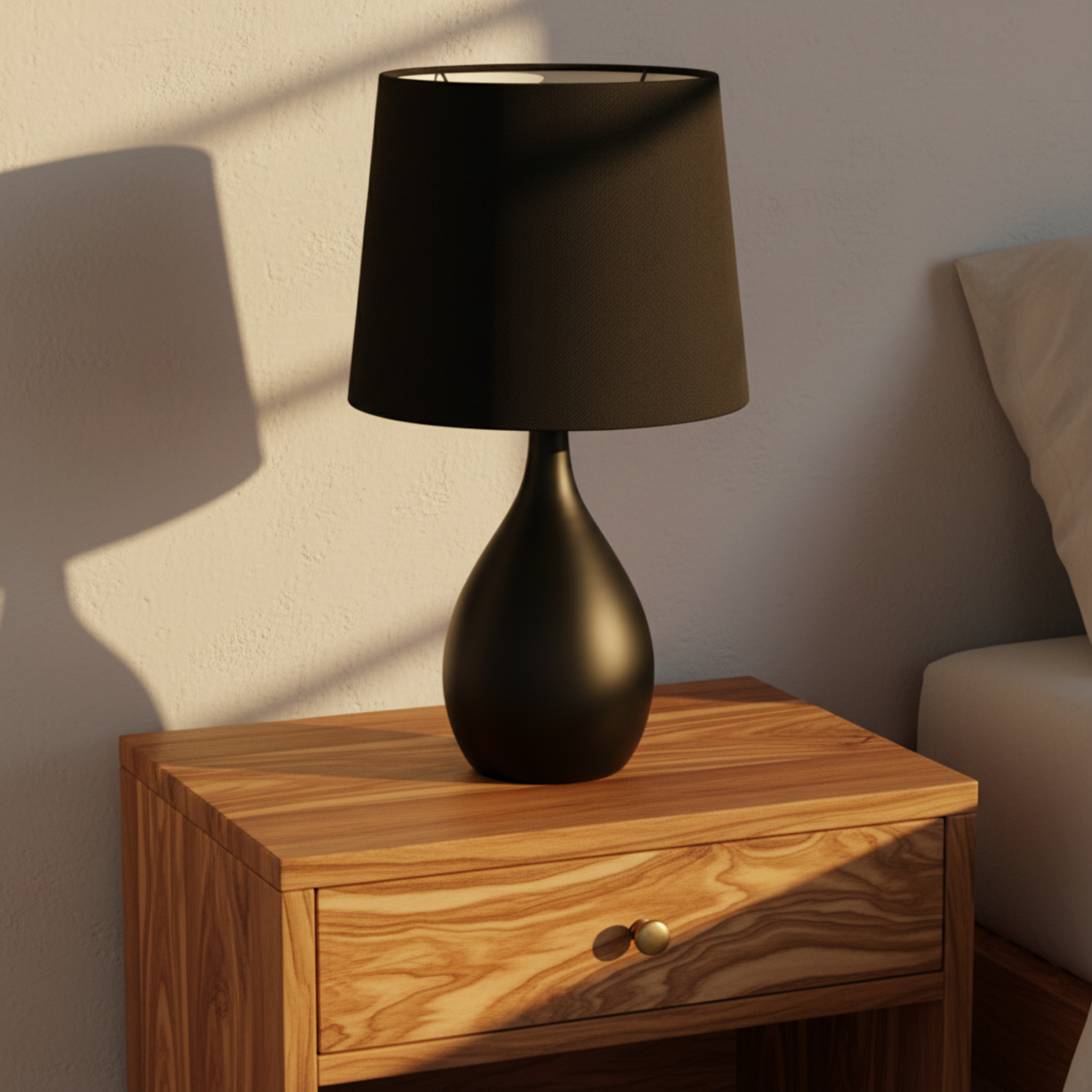 Lampe de Table Noire Mate Design Goutte | Fiolla Home Tunisie