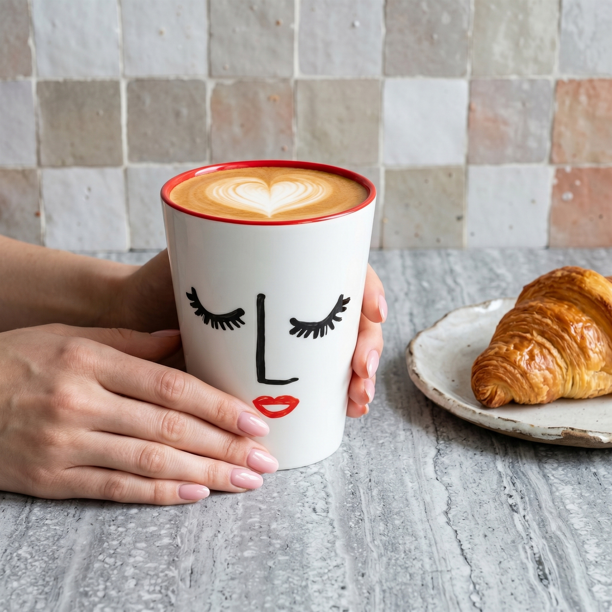 Mug Céramique Visage Femme Tunisie | Tasse Café Artistique | Fiolla Home